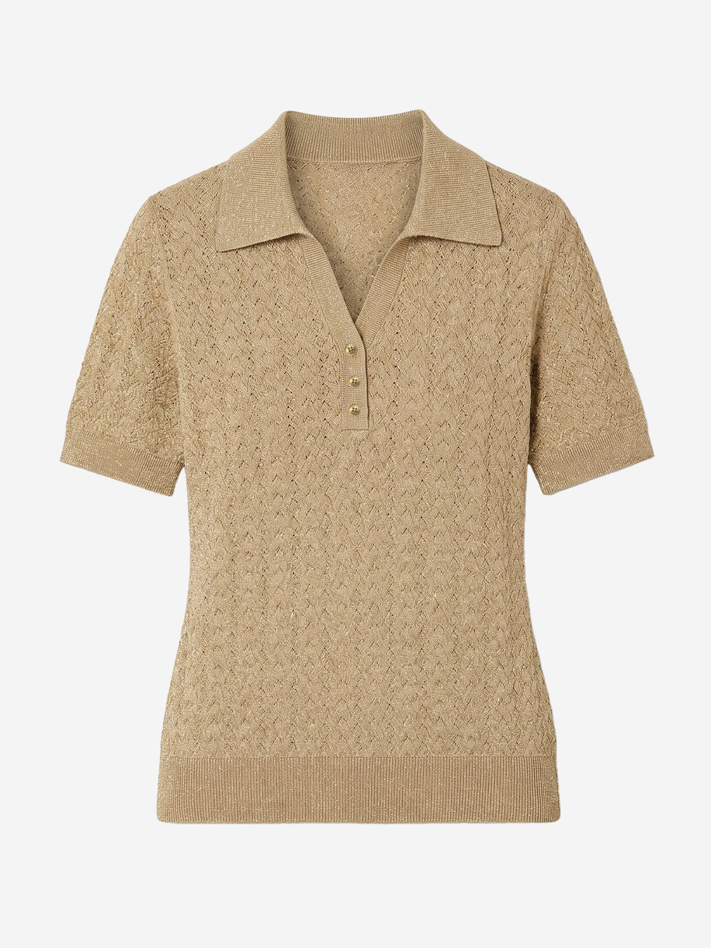 Ajour gebreide top met glitterdraad