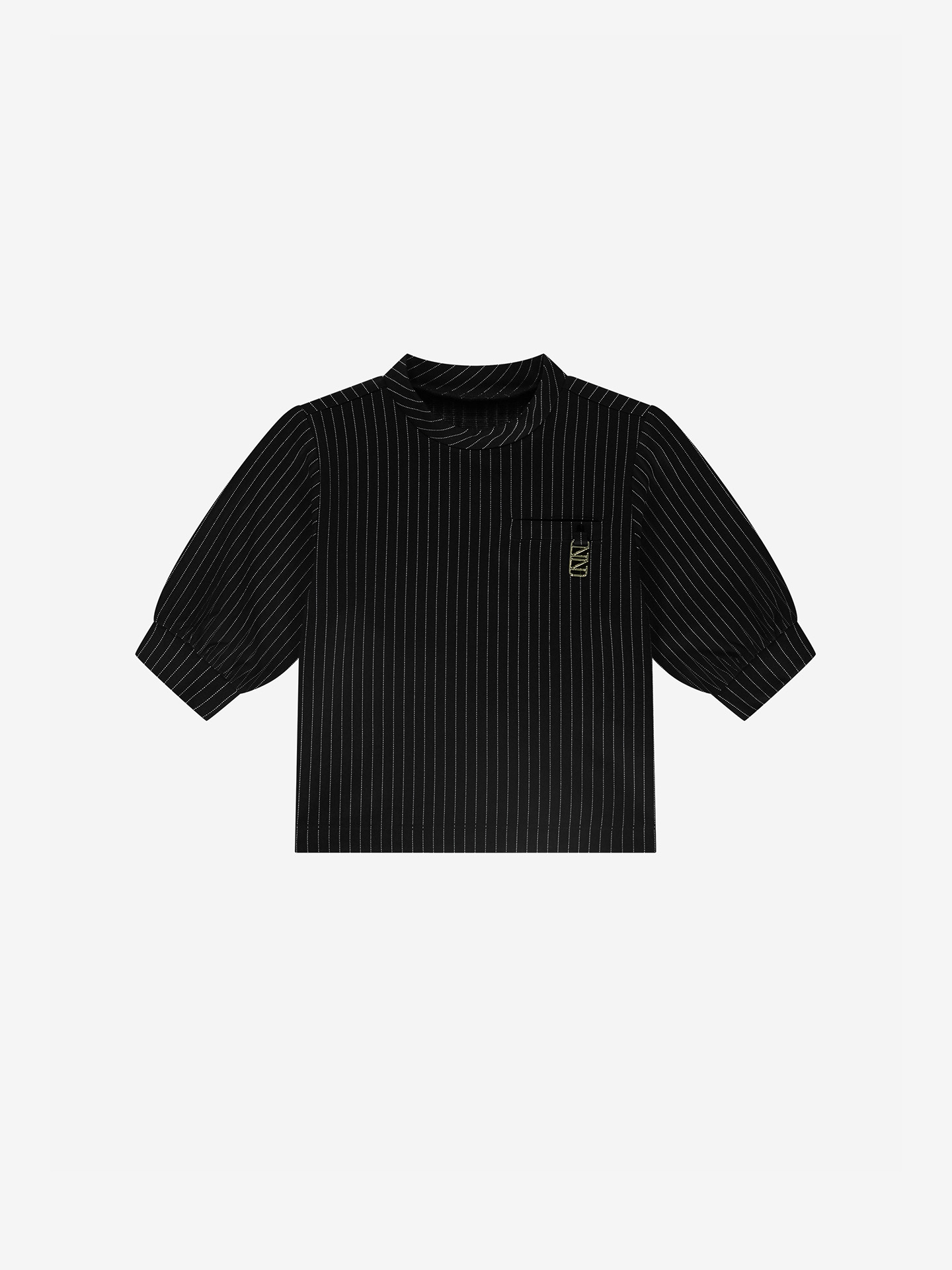 Pinstripe top with puff sleeves