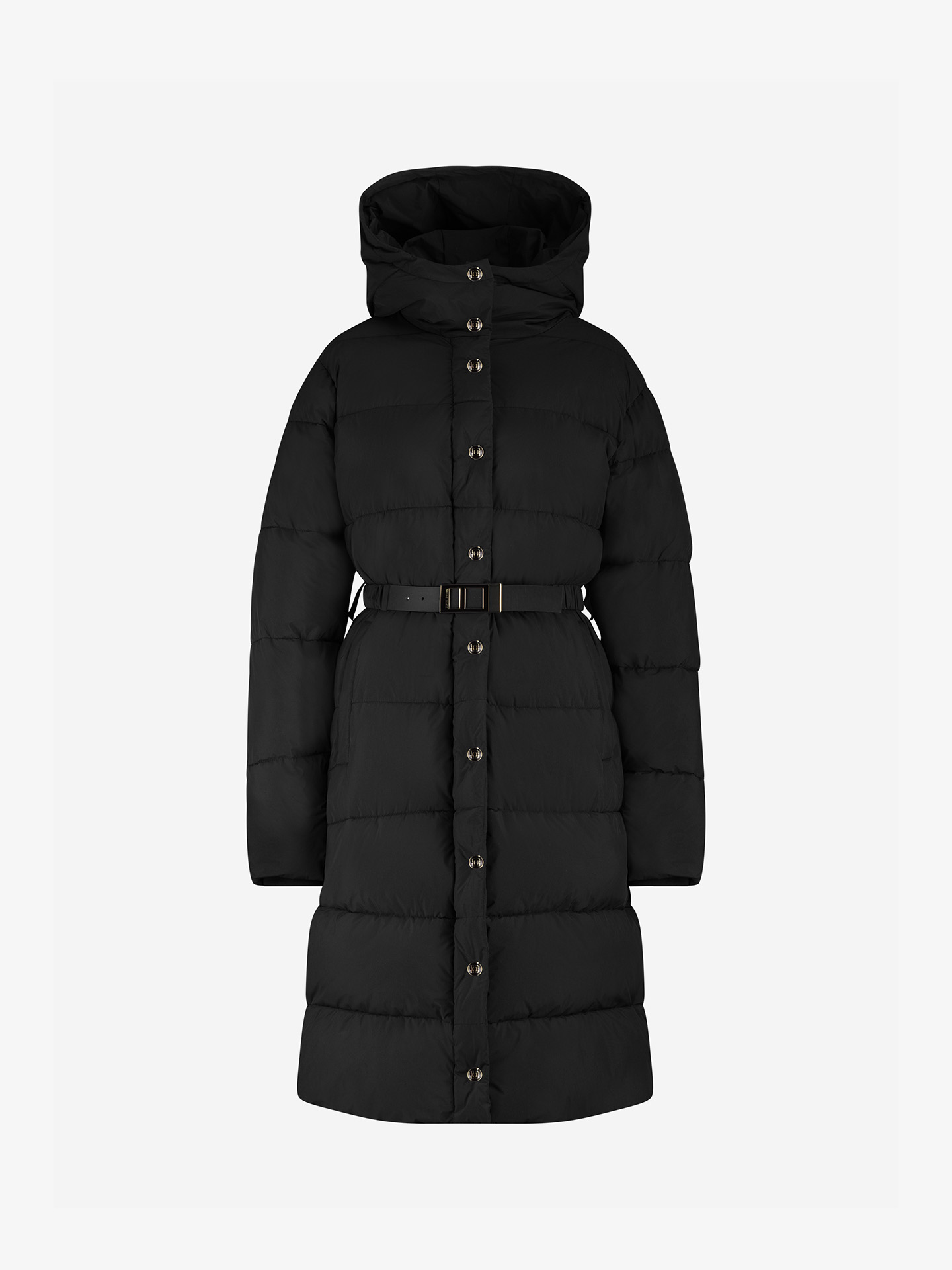 Long puffer jacket with hood