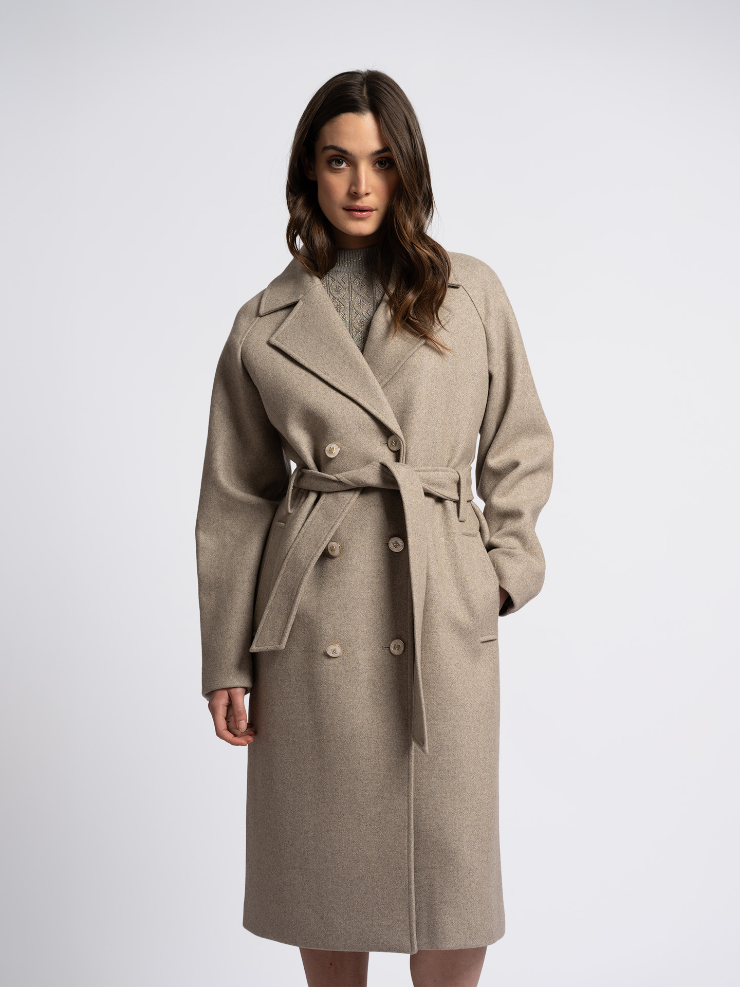 Long wool blend coat