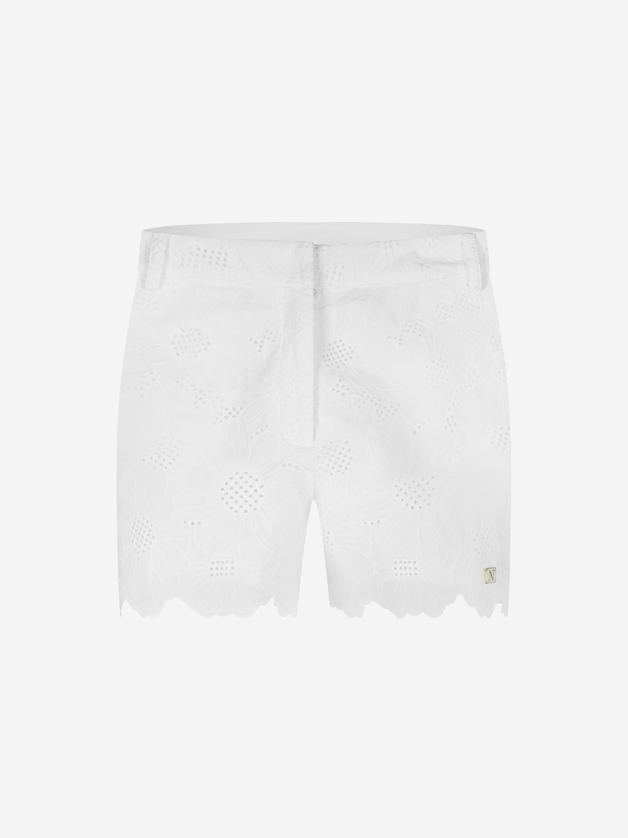 Broderie anglaise shorts with floral pattern