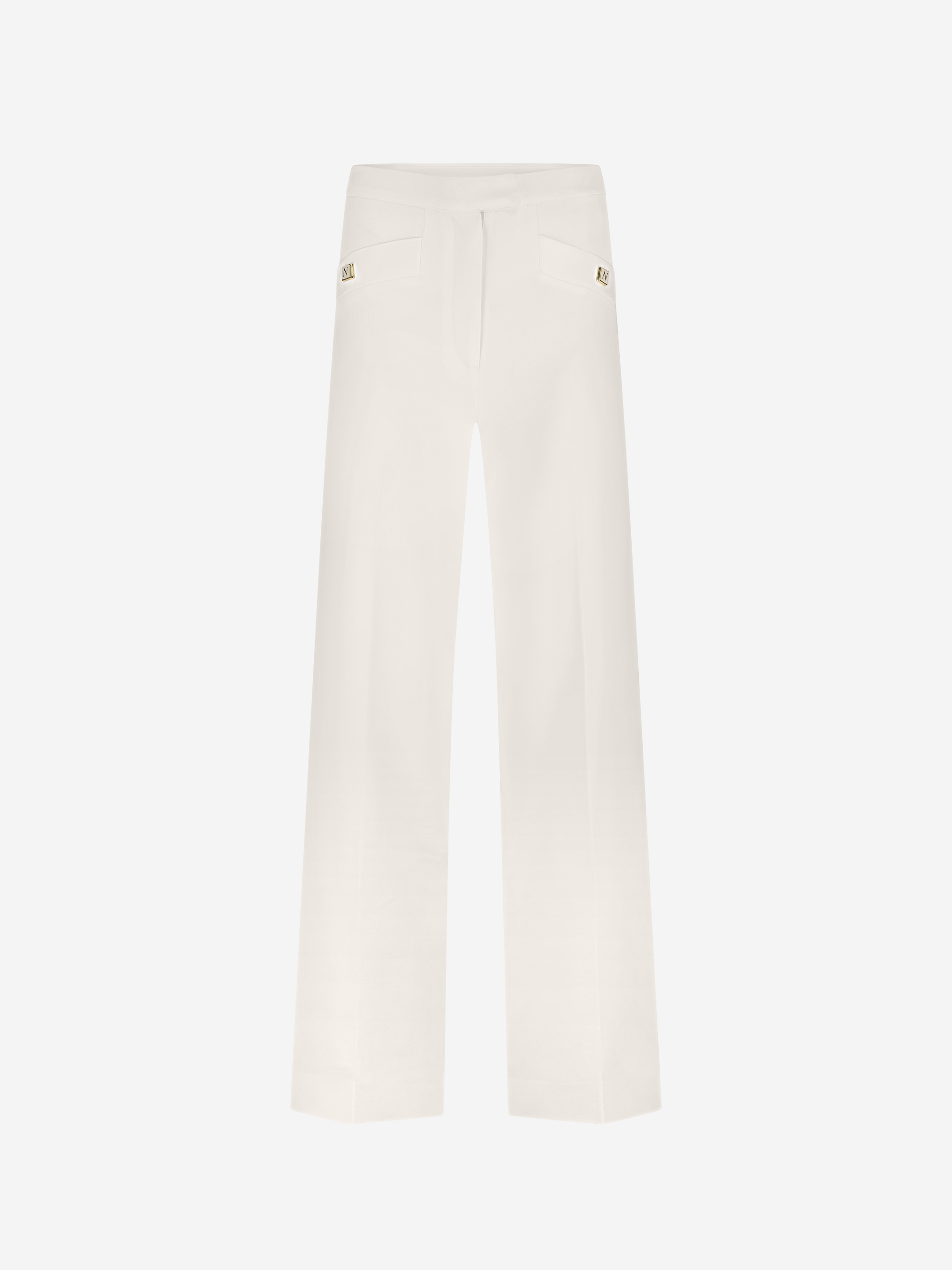 Gemêleerde pantalon met wijde pijpen