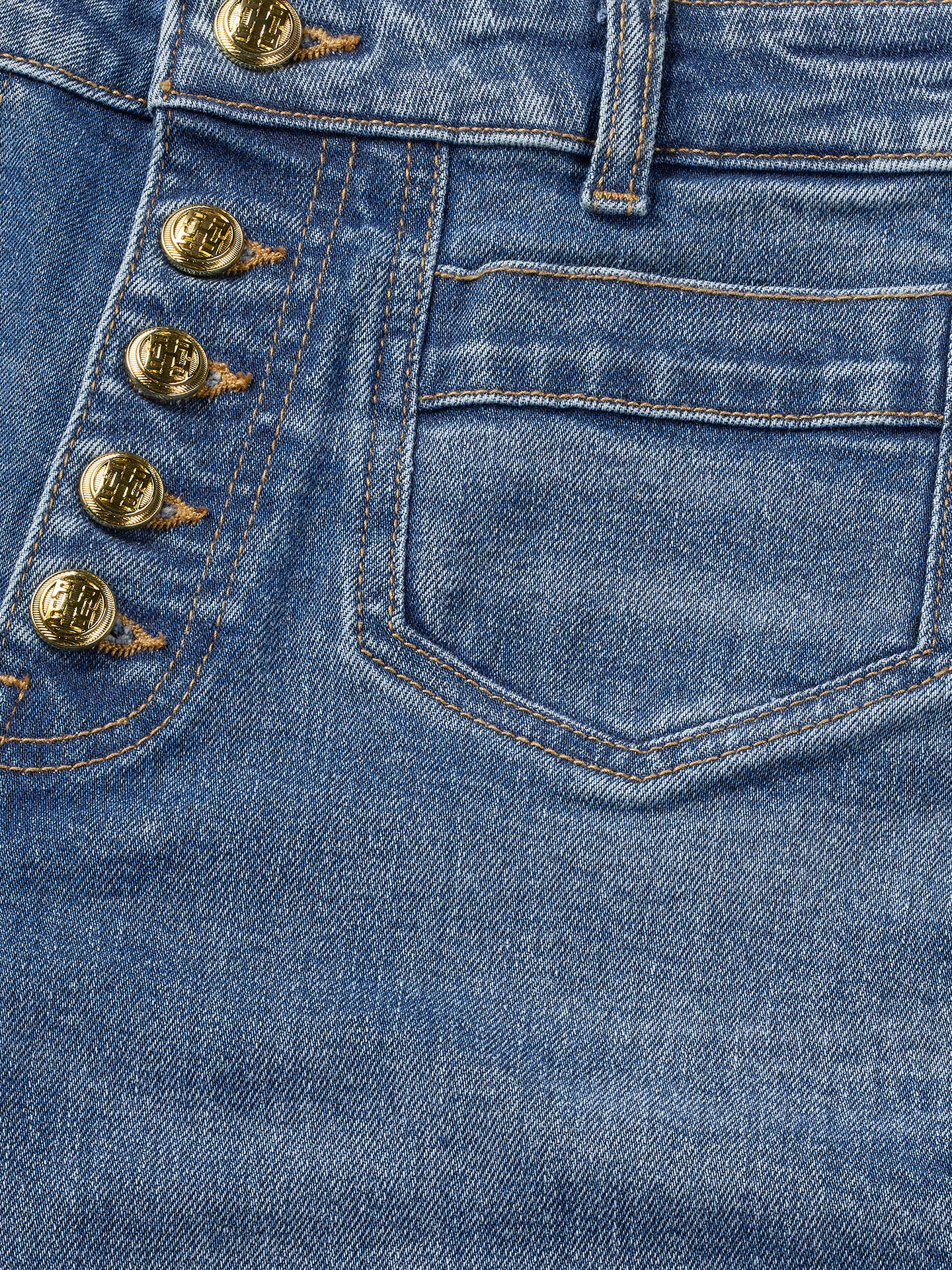 Jeans with a row of buttons