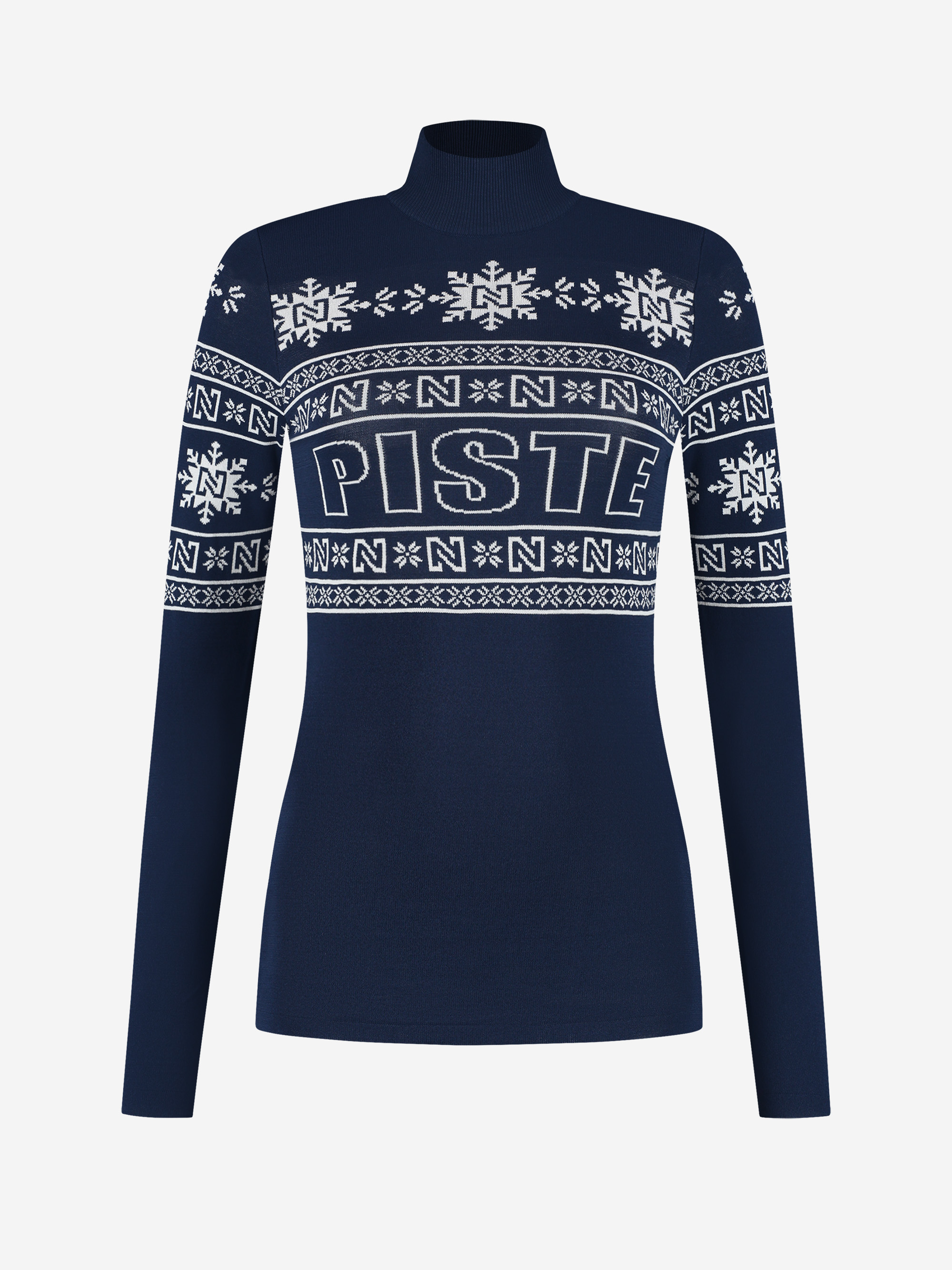 Fitted top with logo pattern and turtleneck