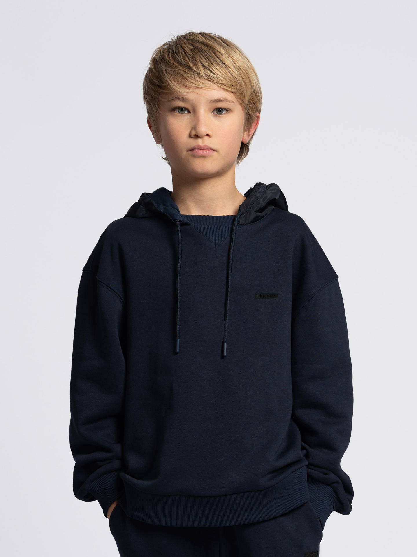 Oversized hoodie with puffer hood