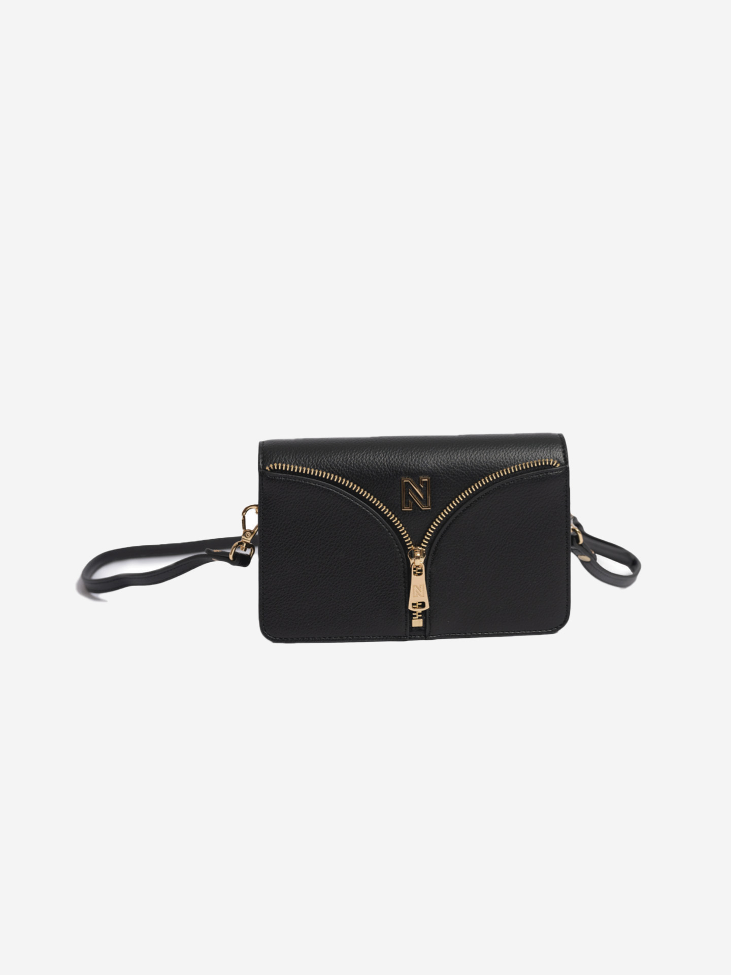 Faux leather shoulder bag with zipper detail