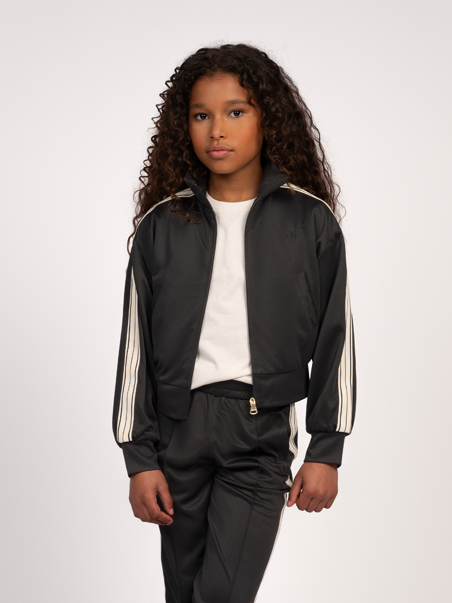 Track jacket with striped piping