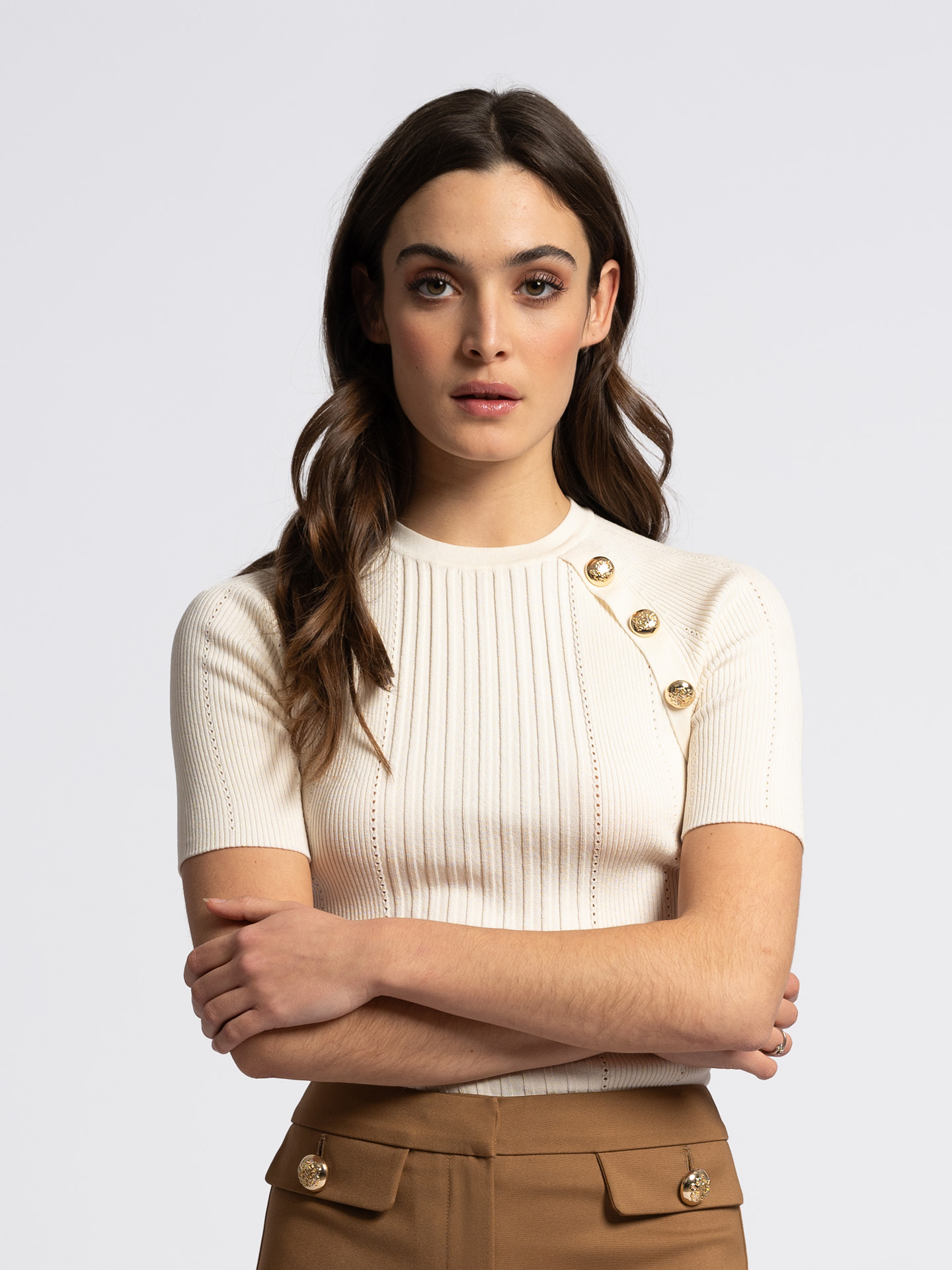 Knitted top with button details