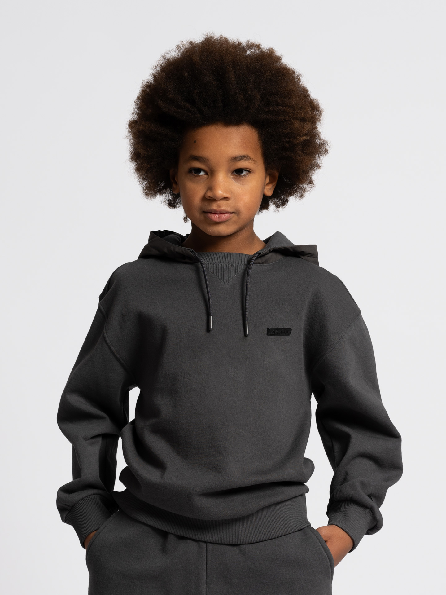 Oversized hoodie with puffer hood