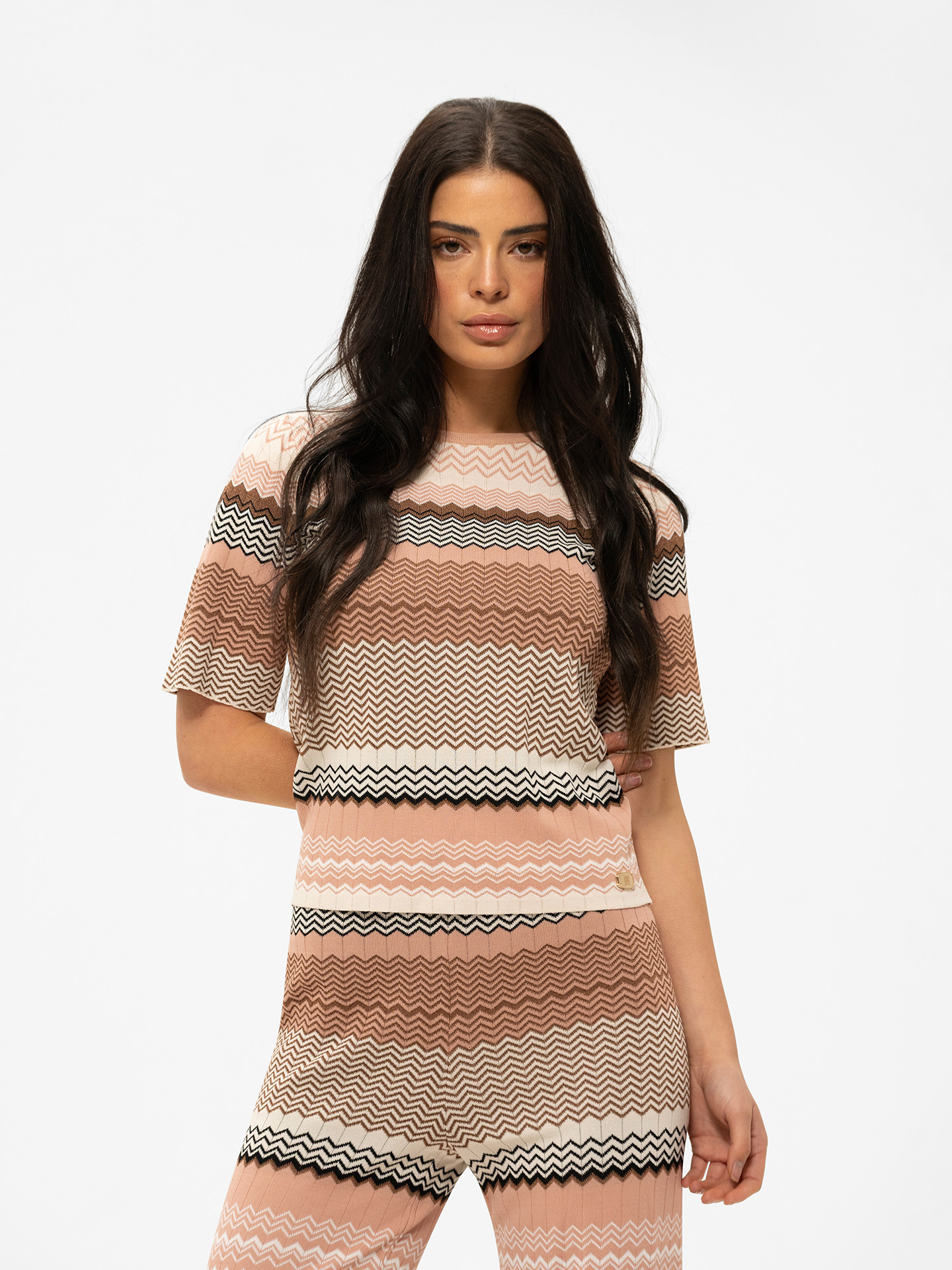 Top with zigzag pattern and glitter thread