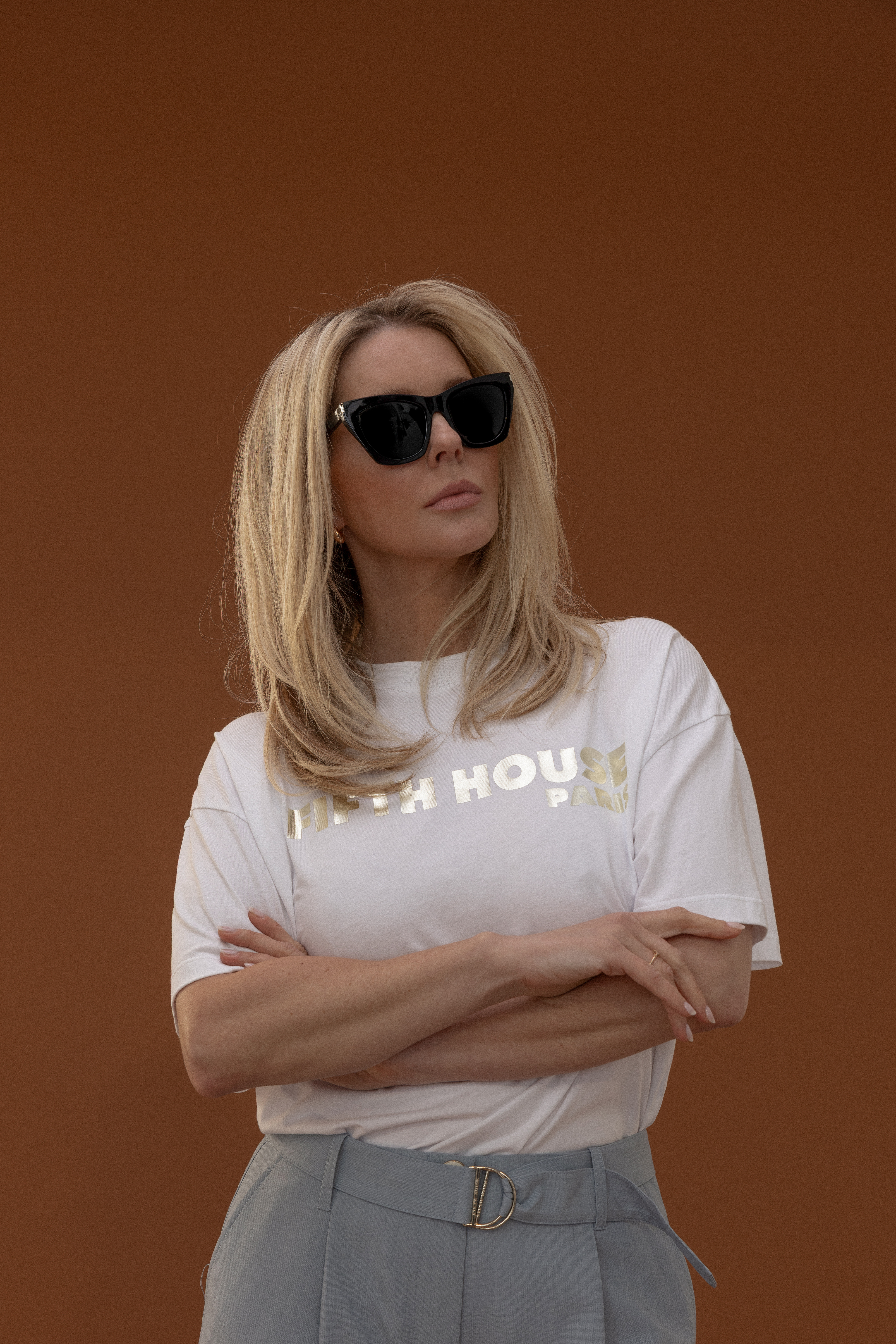 Losvallend T-shirt met tekstopdruk