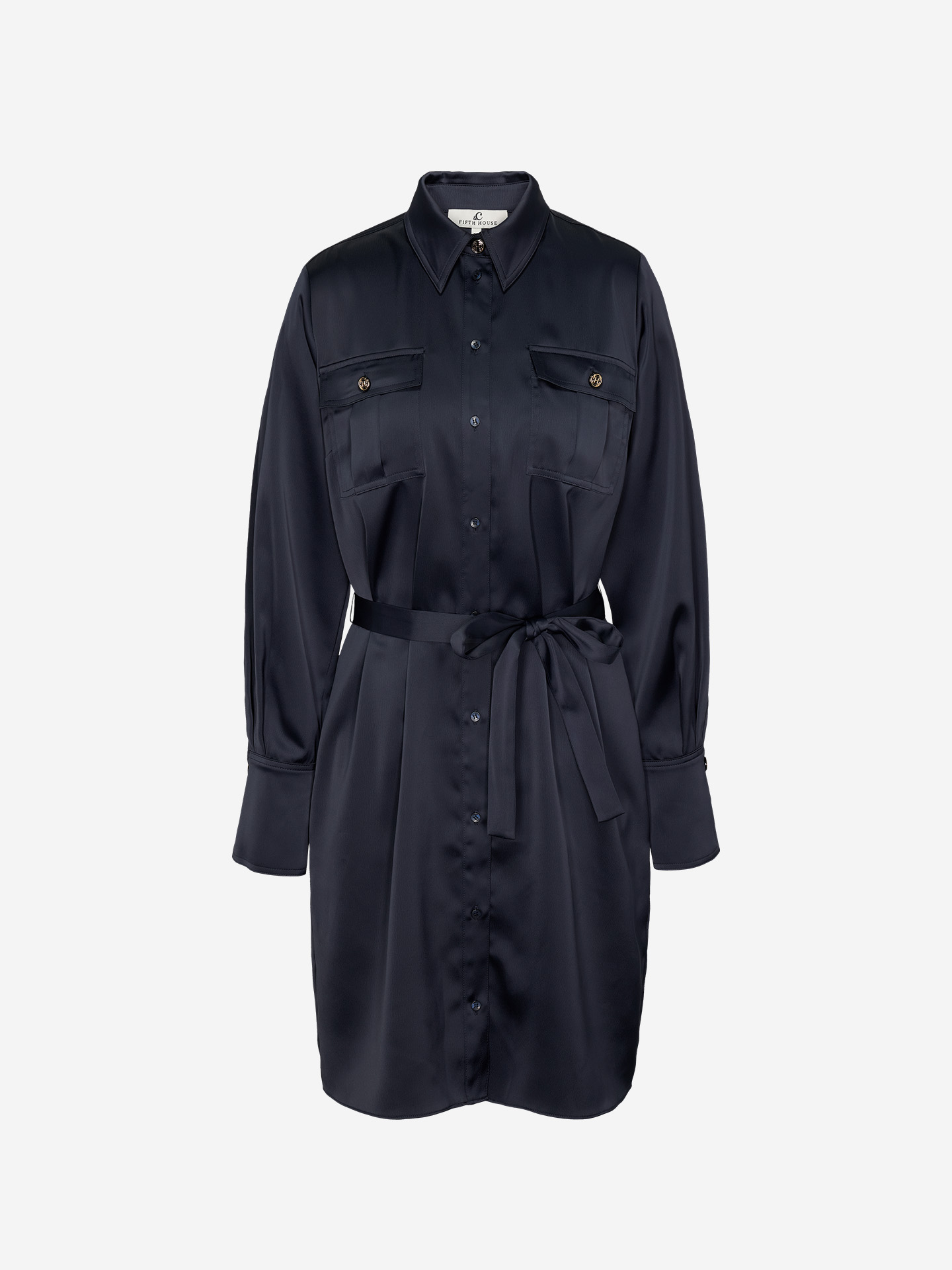 Satin blouse dress with belt