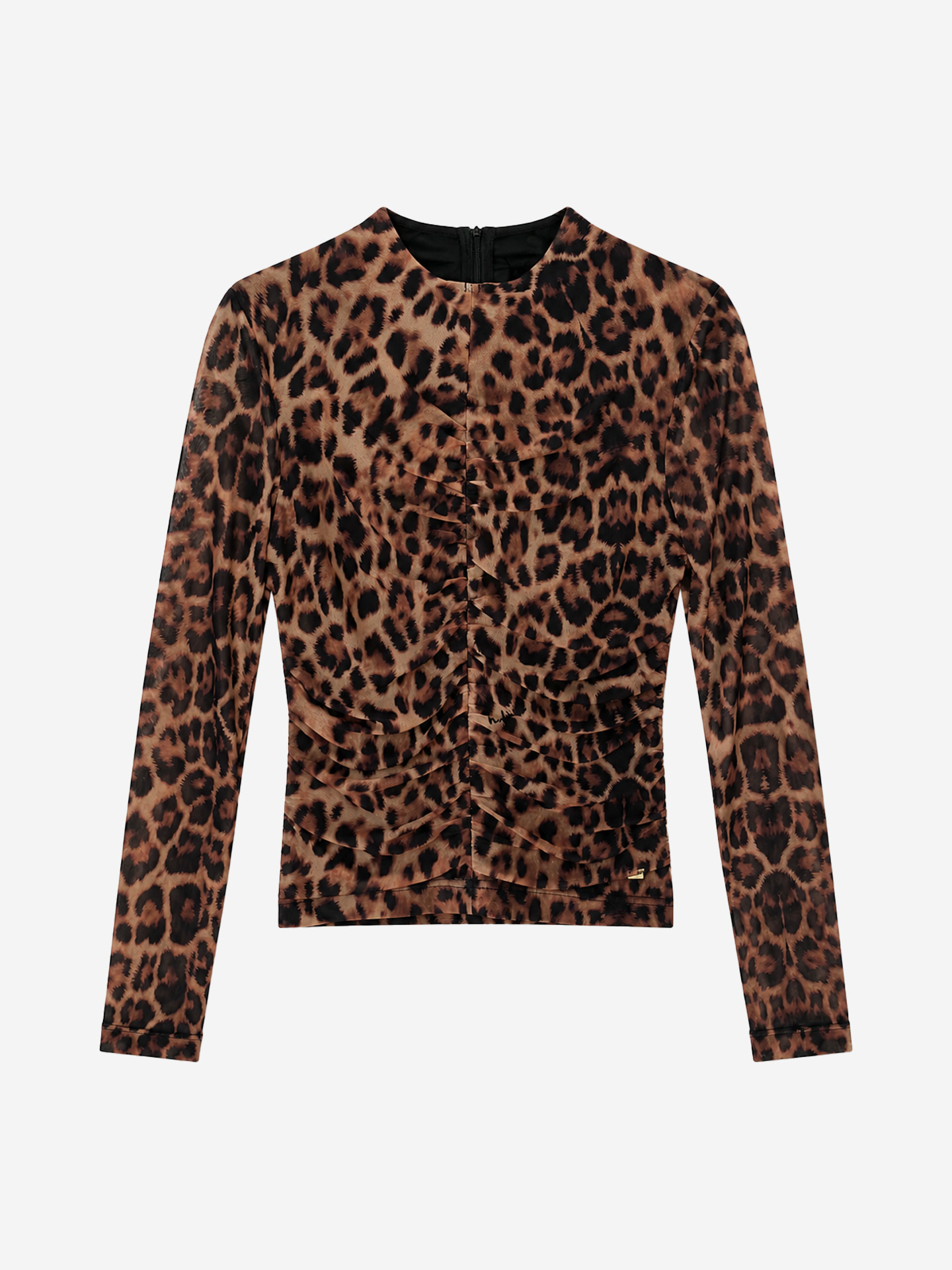 Mesh top met luipaardprint
