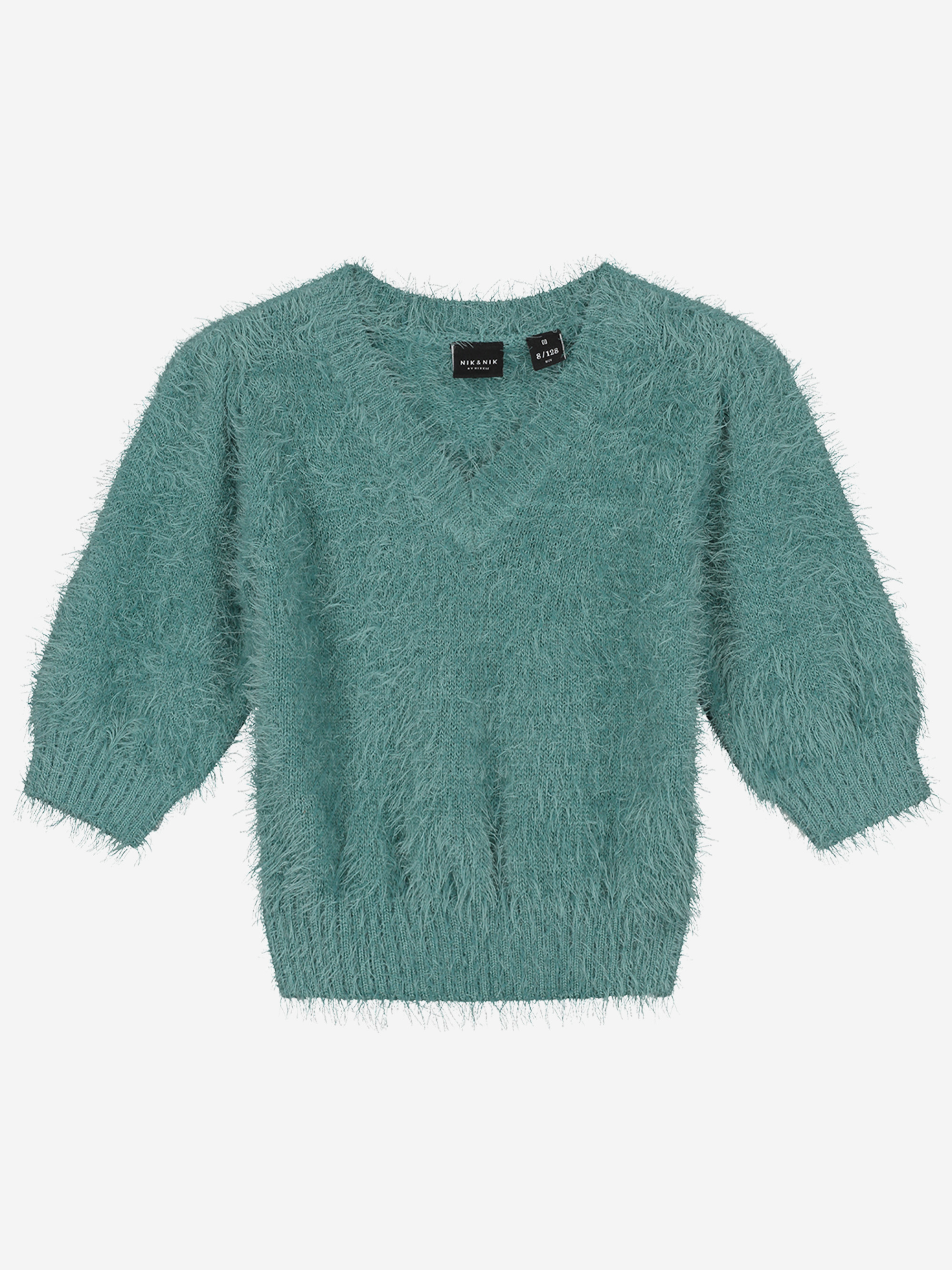 Fluffy top with V-neck