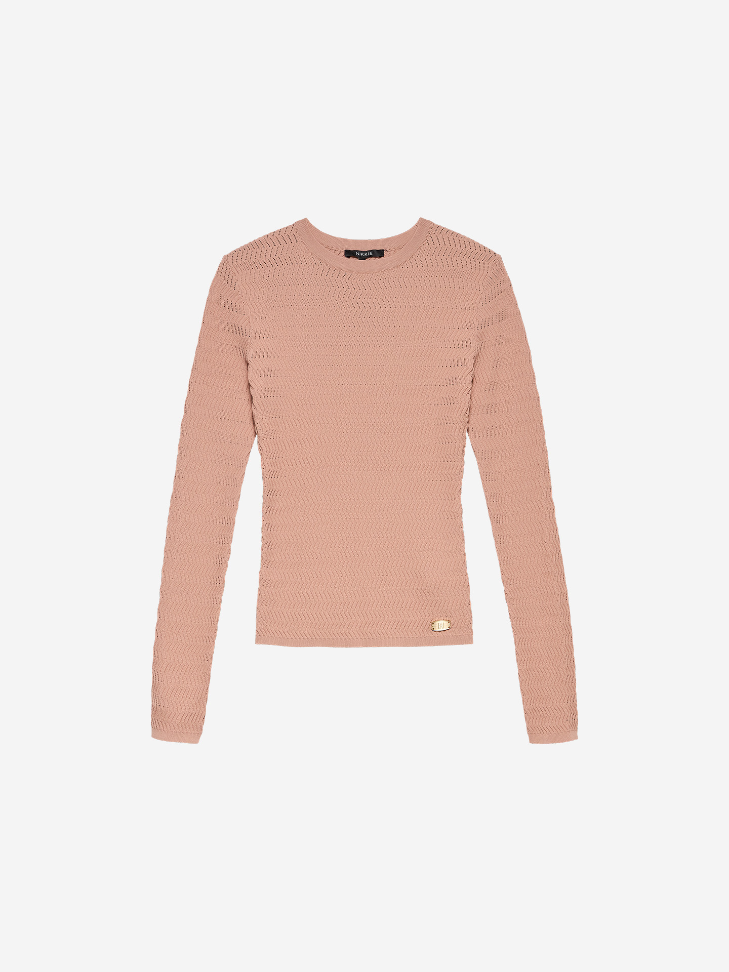 Ajour knit top with zigzag pattern