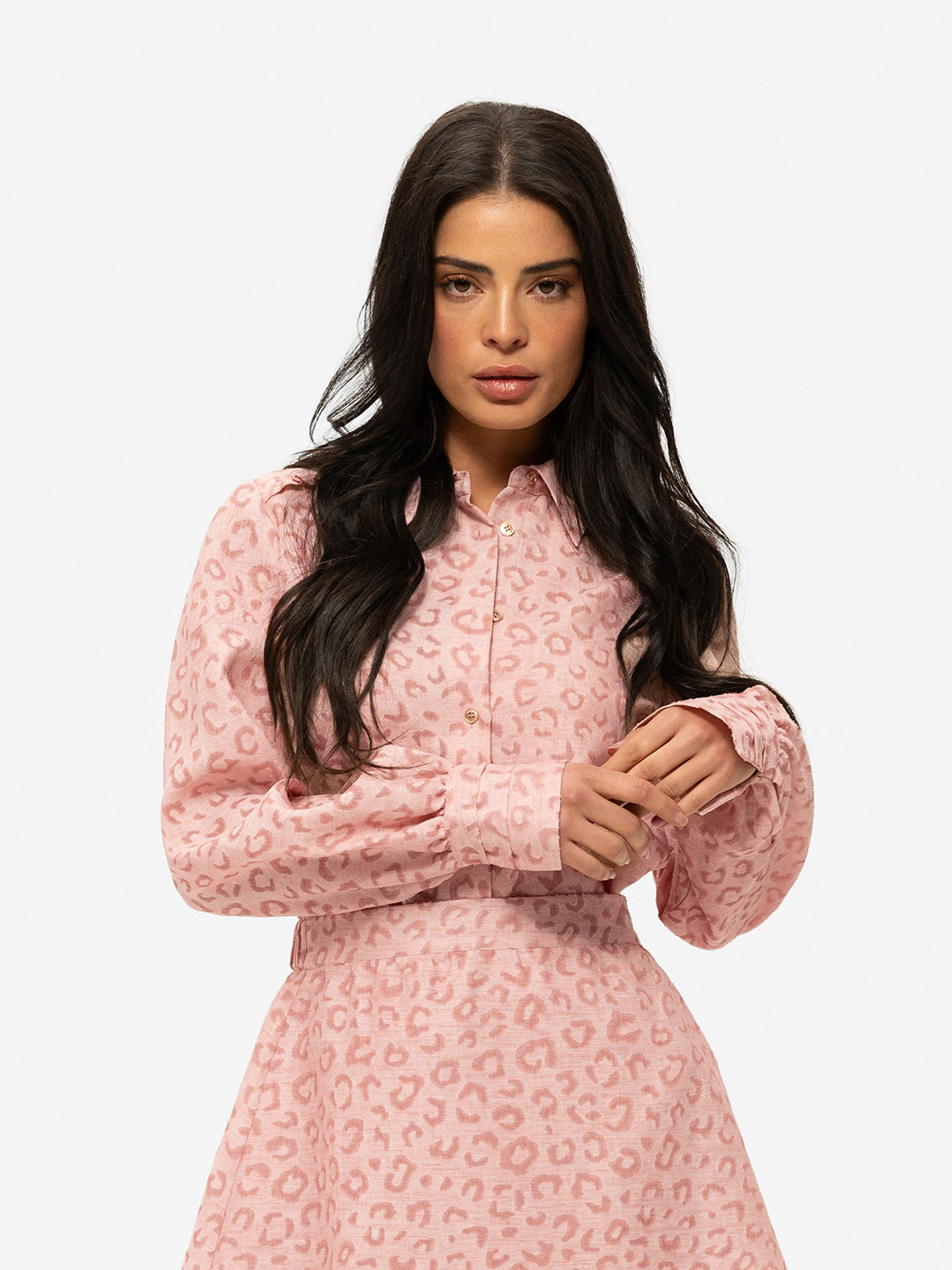 Leopard print blouse with bow detail