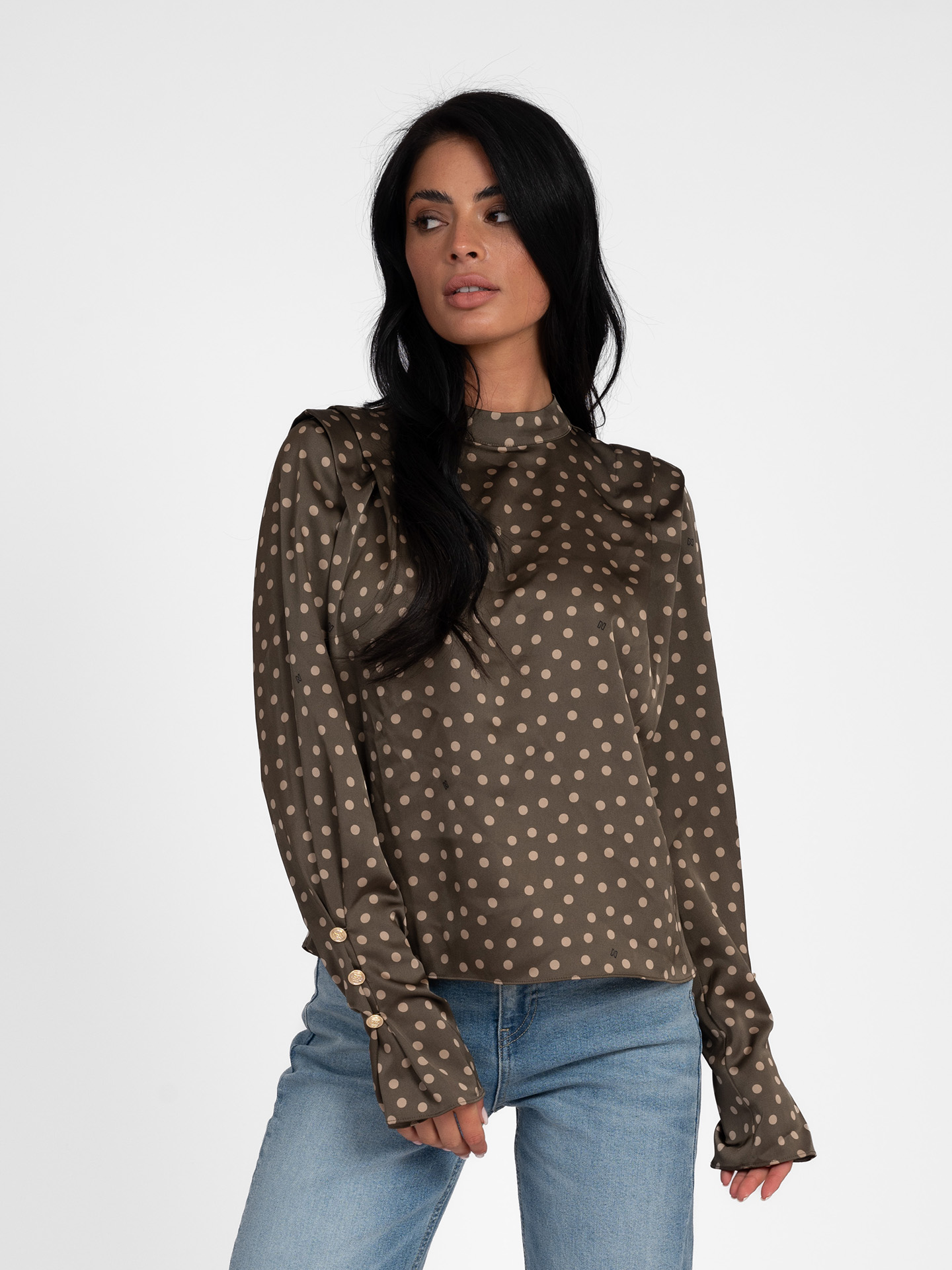 Satin blouse with dots