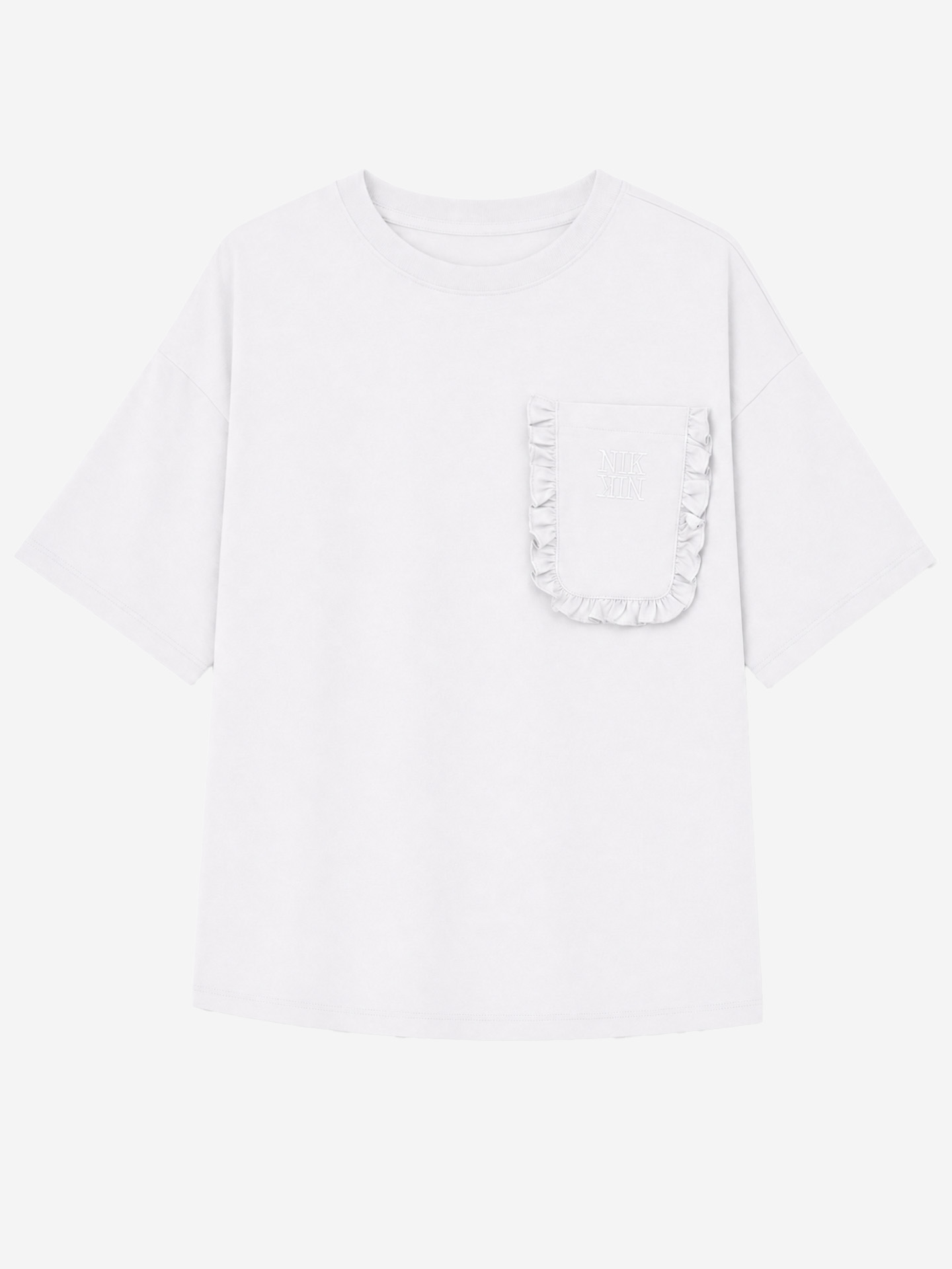 T-shirt with ruffled chest pocket