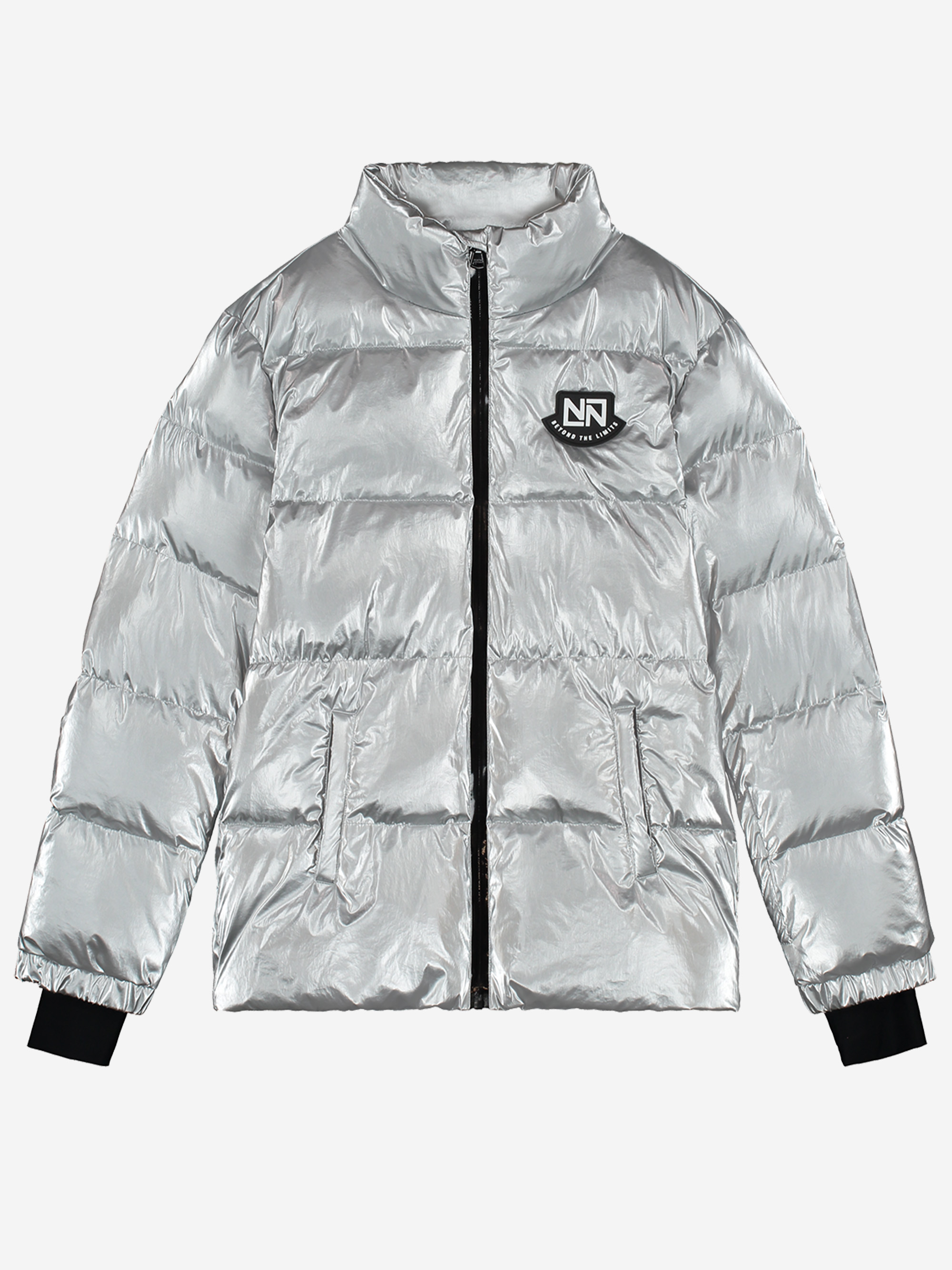 Ski jas met metallic look en hoge kraag