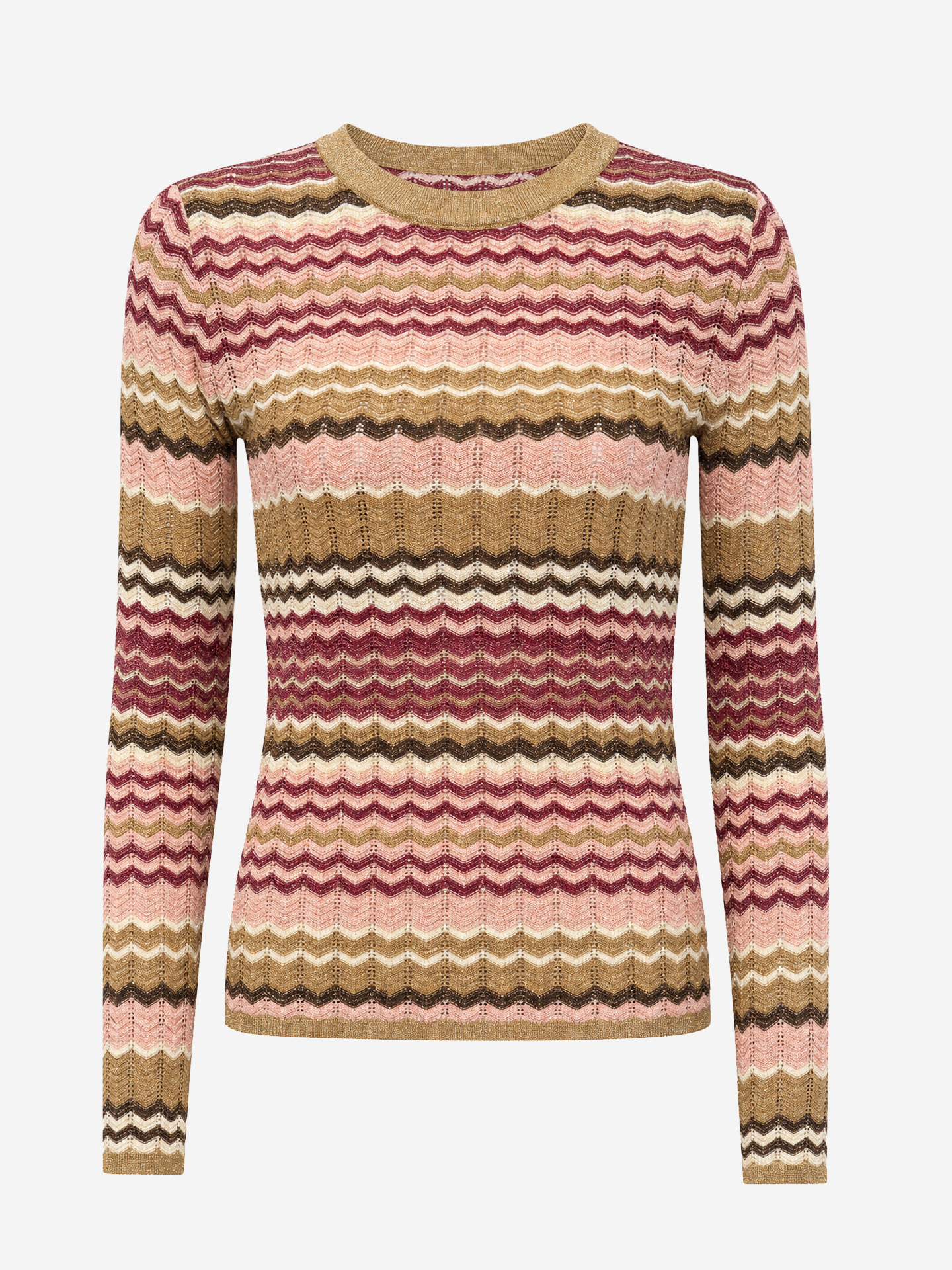 Ajour gebreide longsleeve met zigzagpatroon