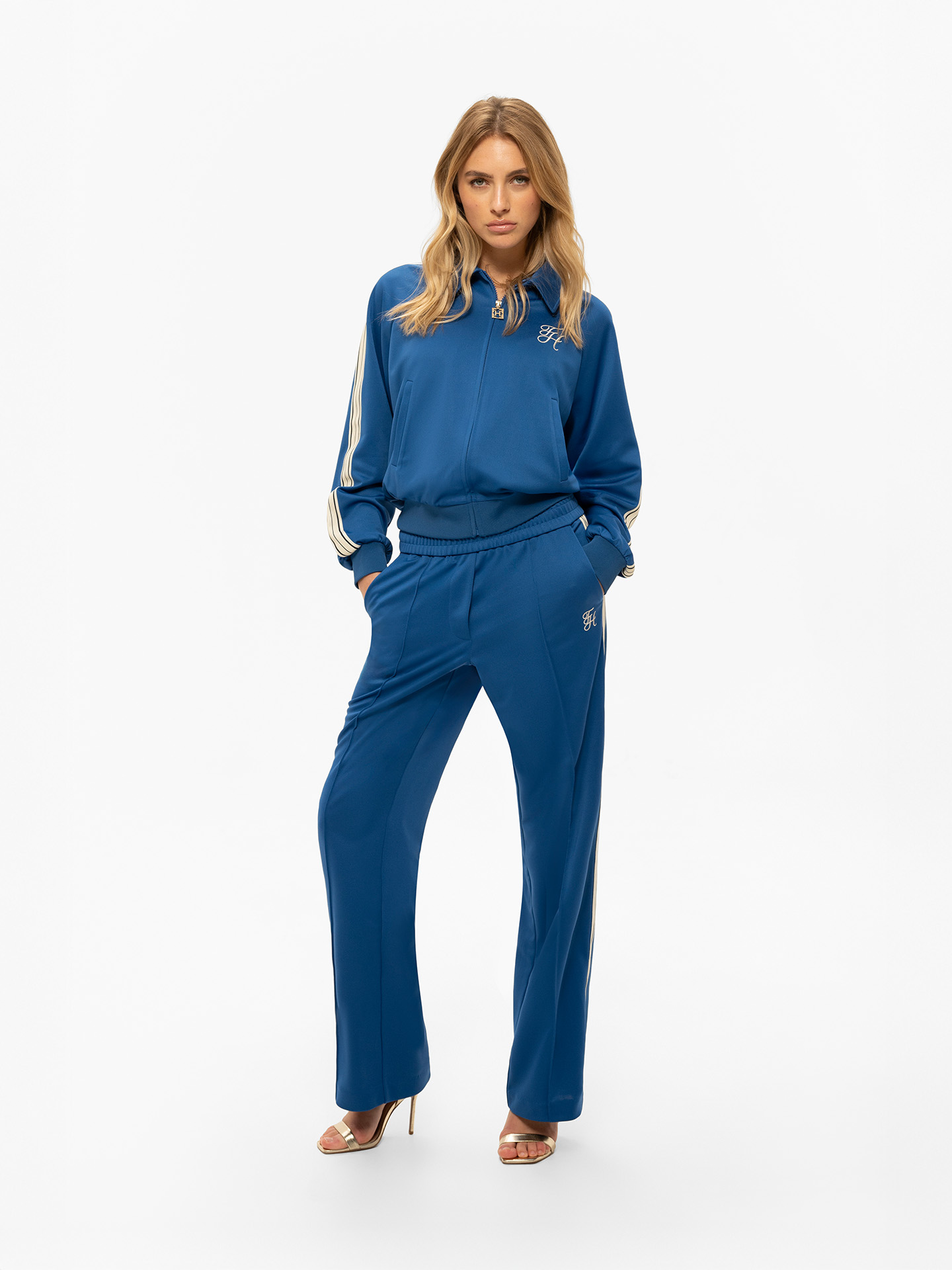 Track pants met gestreepte biezen