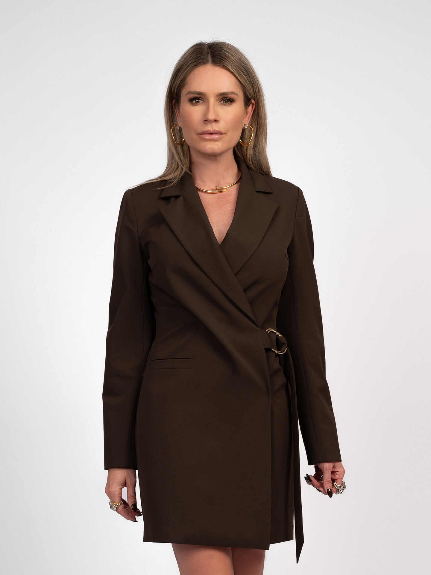 Blazer dress with logo buckle