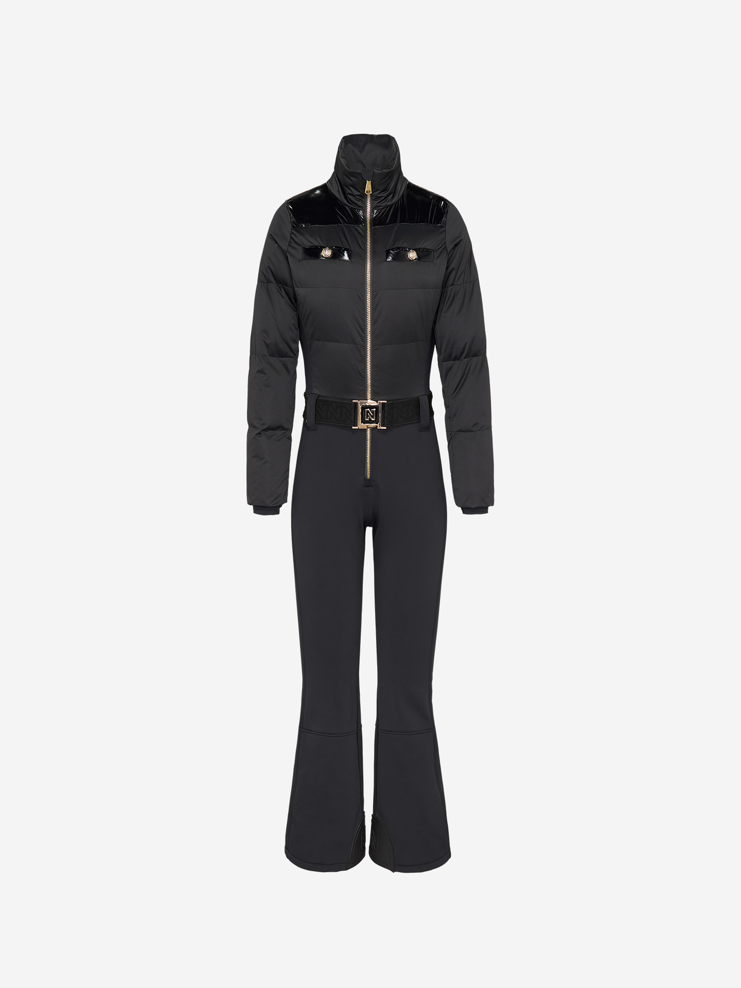 Ski jumpsuit with logo belt
