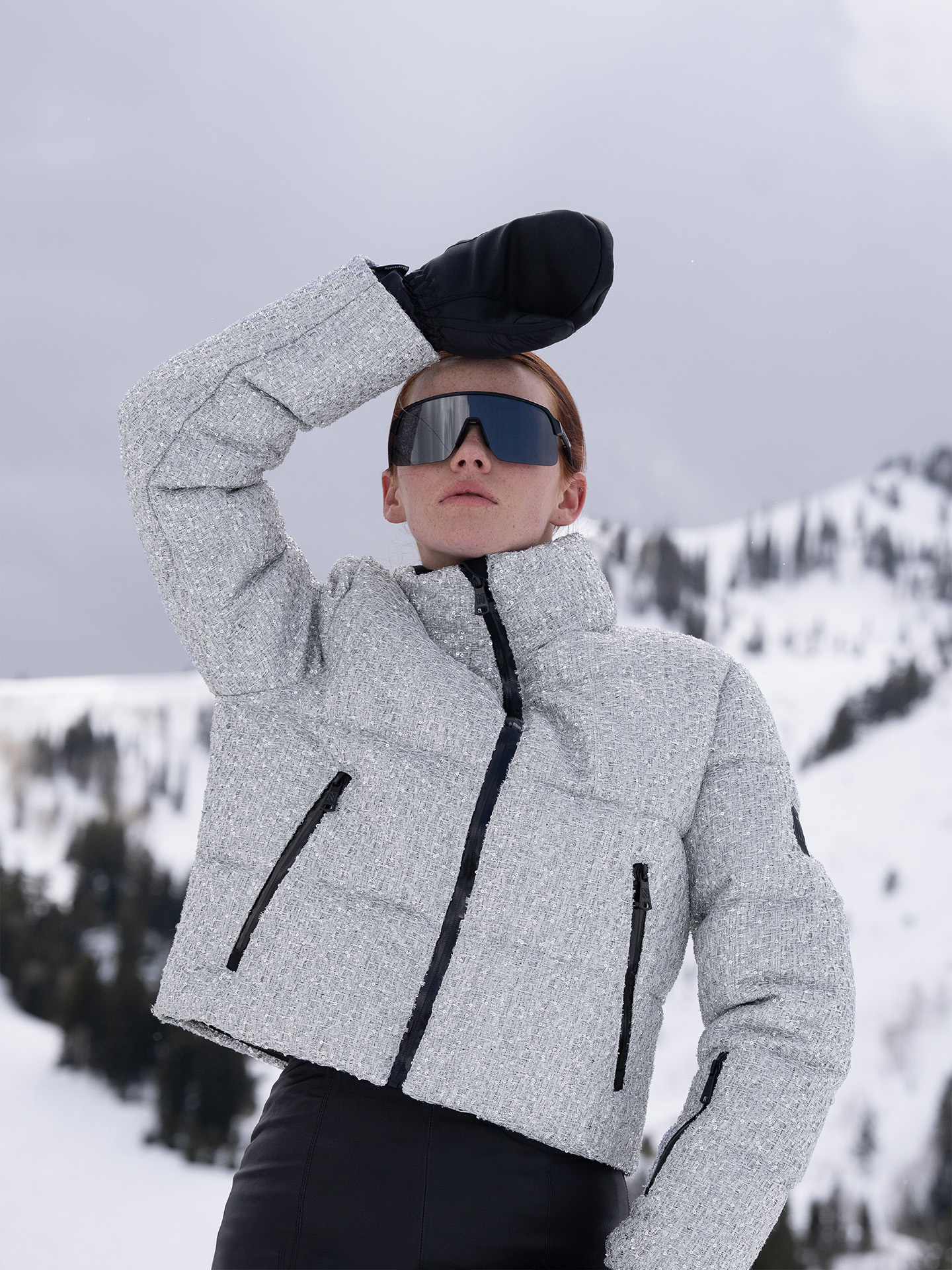 Ski jacket made of bouclé fabric