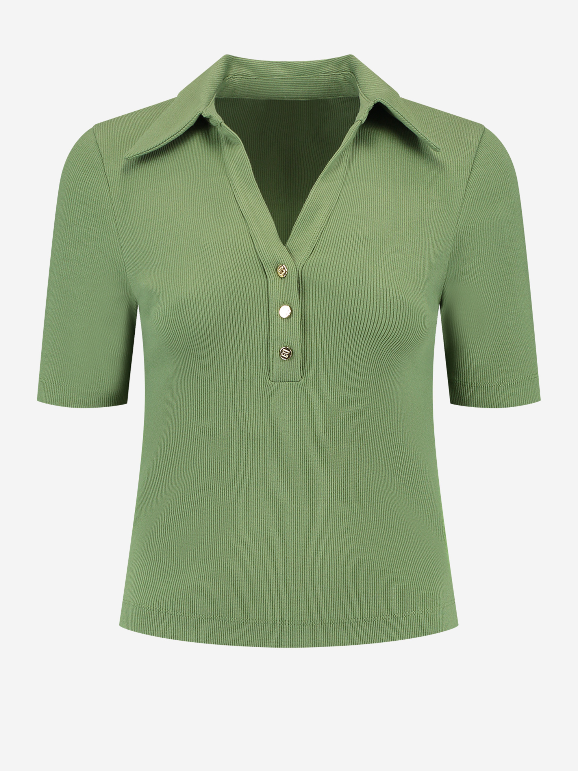 Ribbed T-shirt with buttons