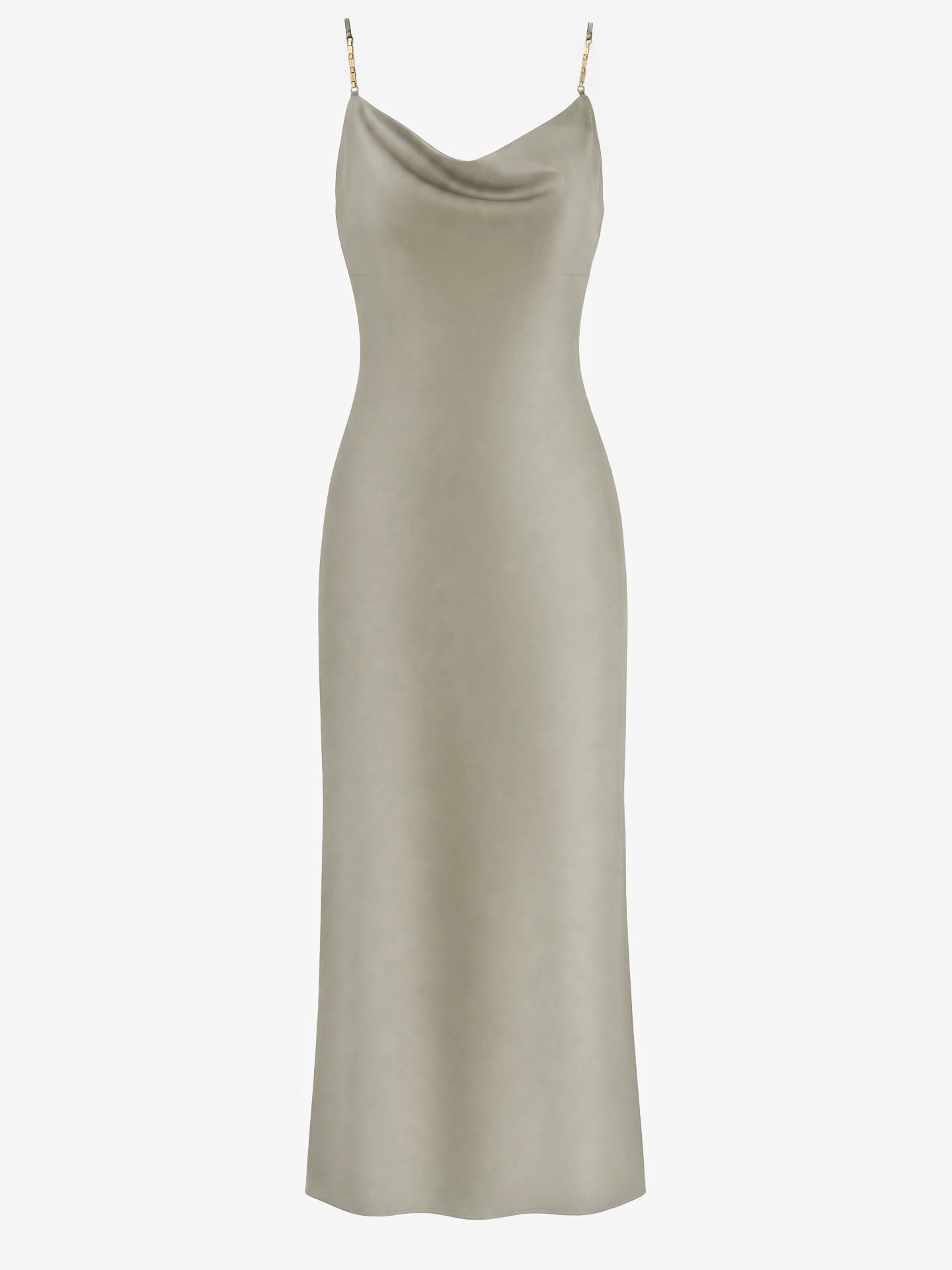 Satin maxi dress with waterfall neckline