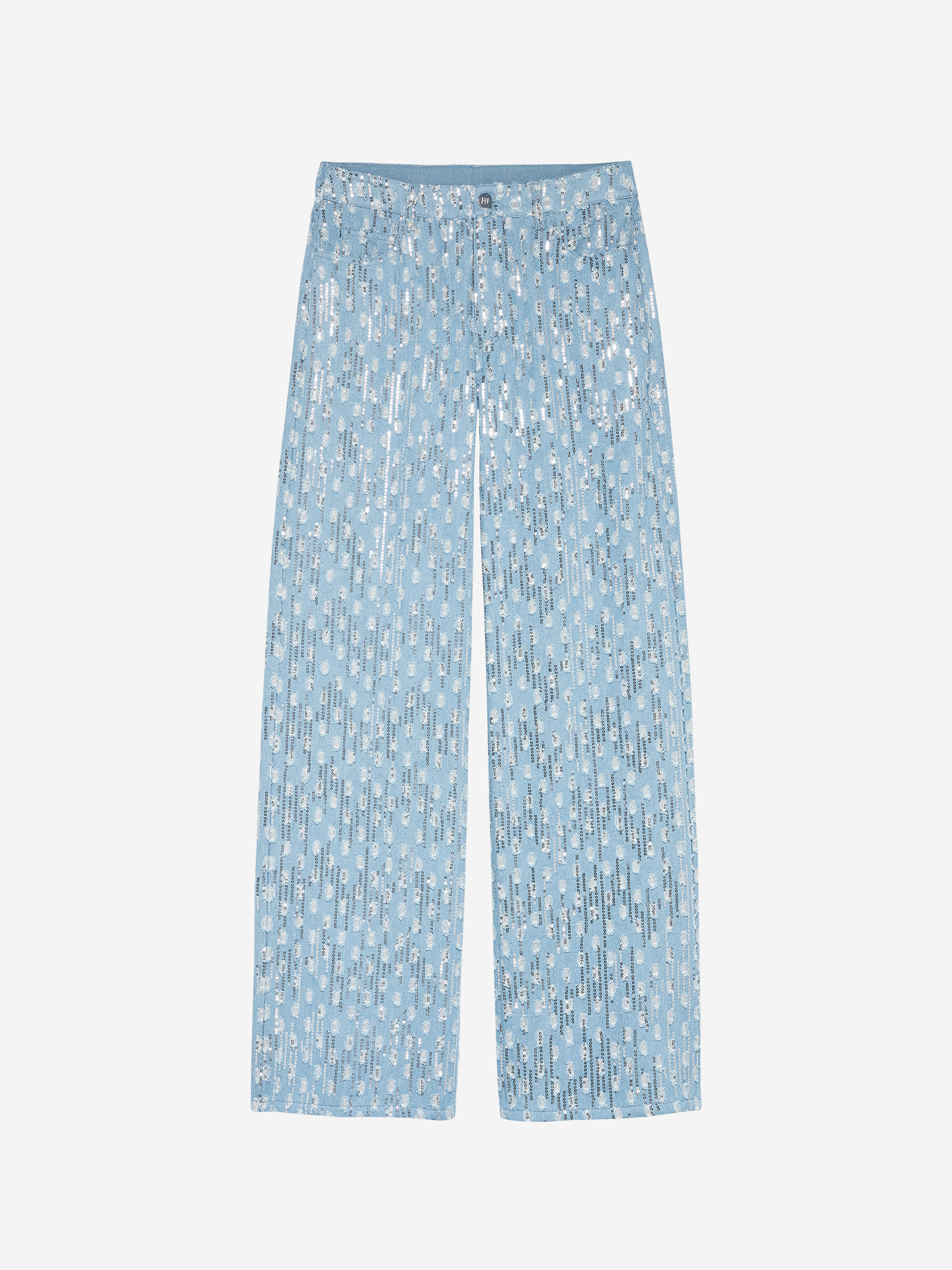 Jeans with sequins and ripped details