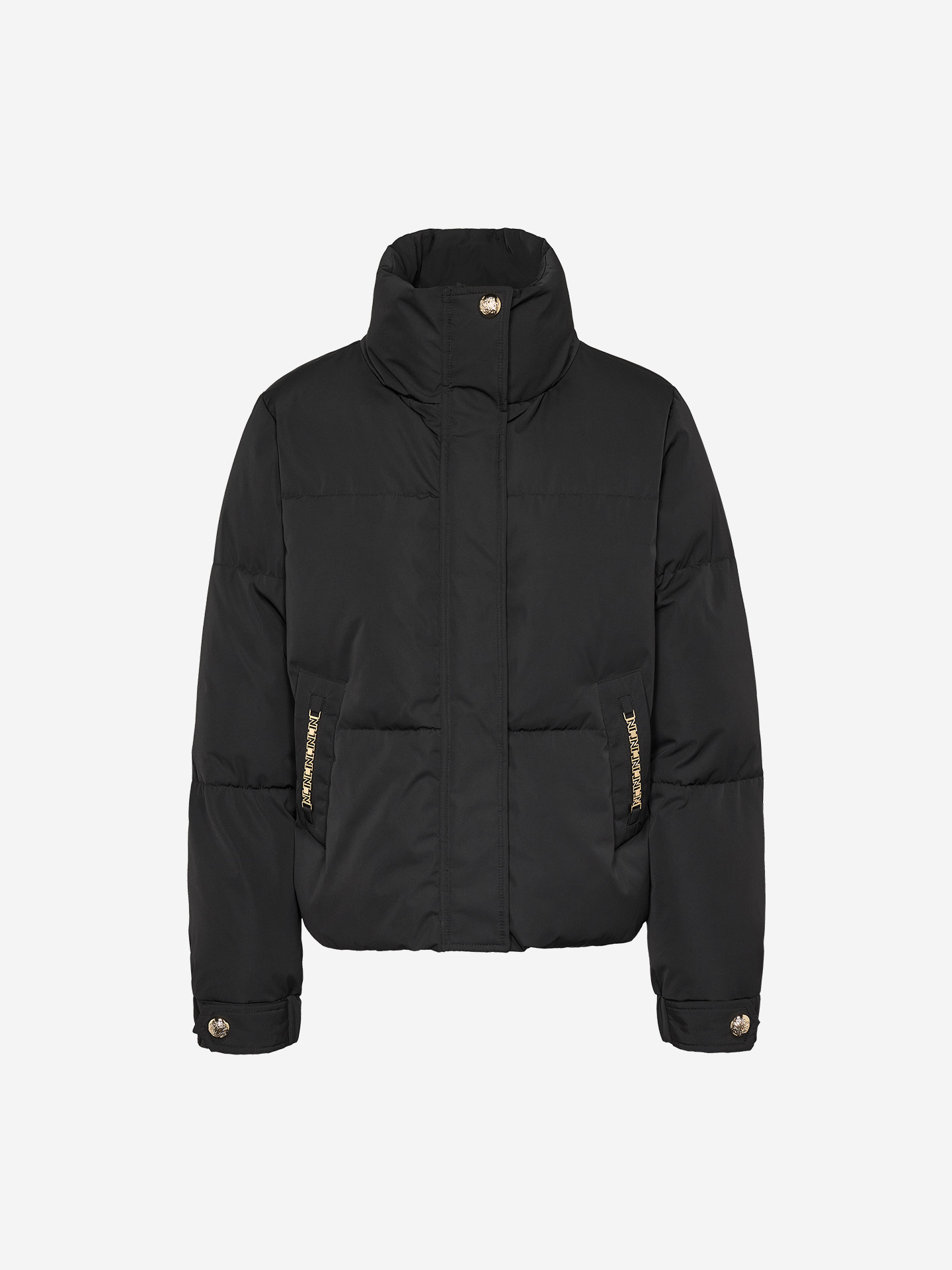 Short puffer jacket with high collar