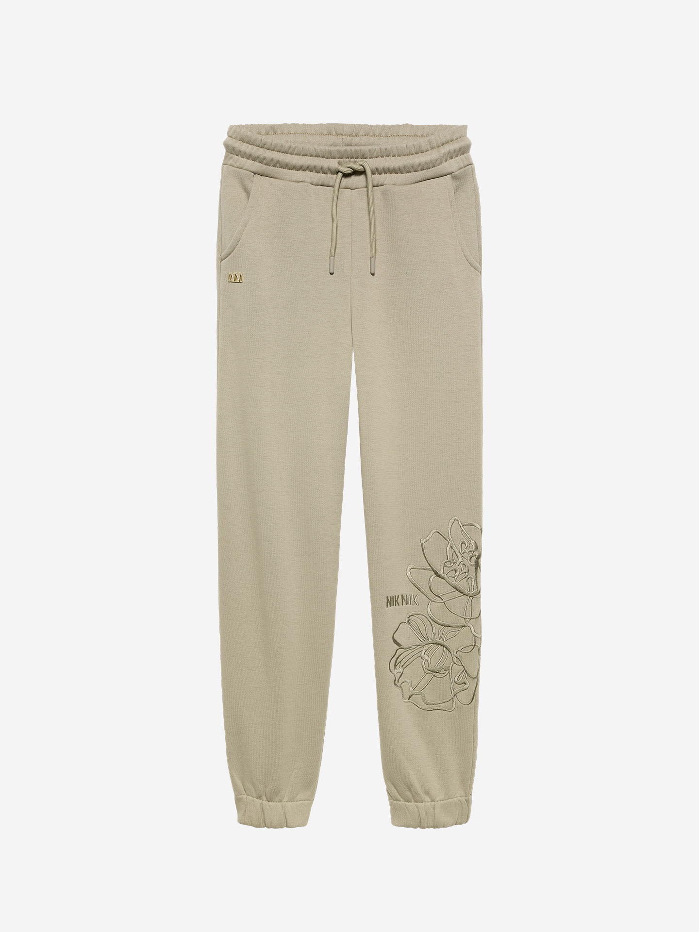 Jogging pants with floral embroidery