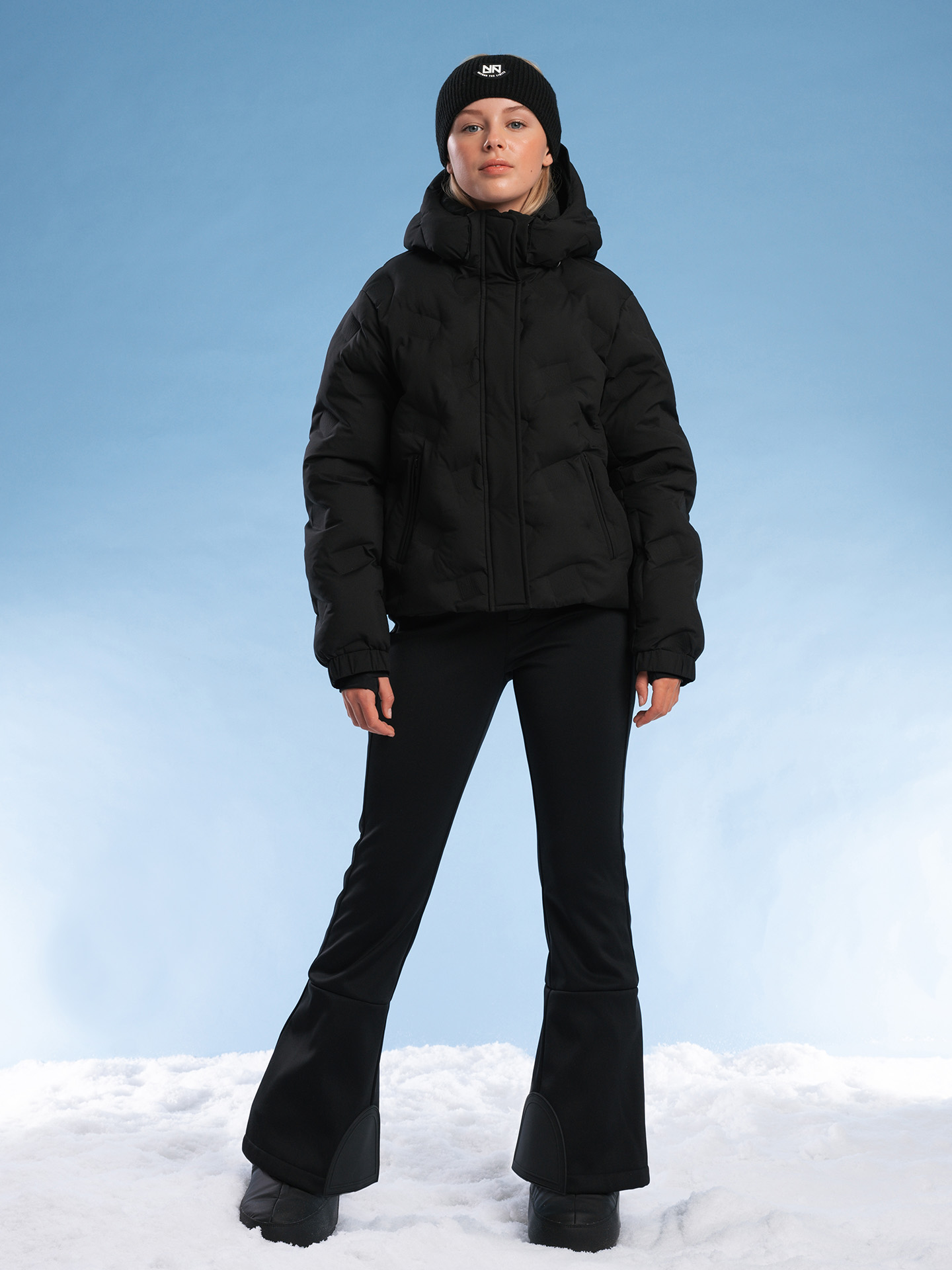 Padded jacket with logo pattern