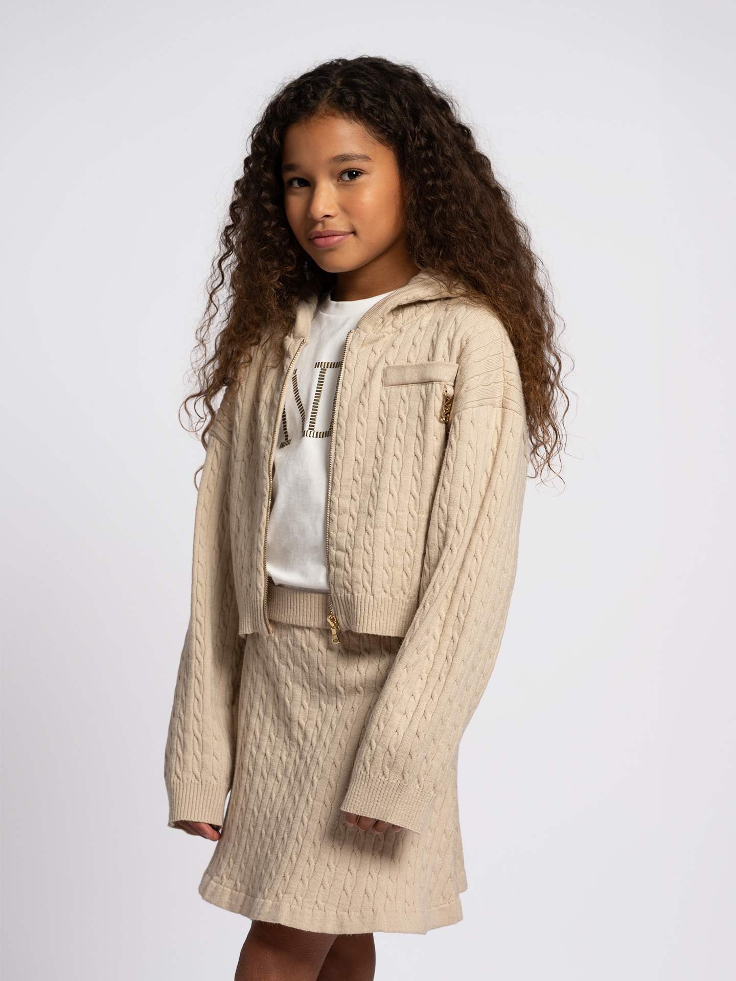 Cable knit A-line skirt 