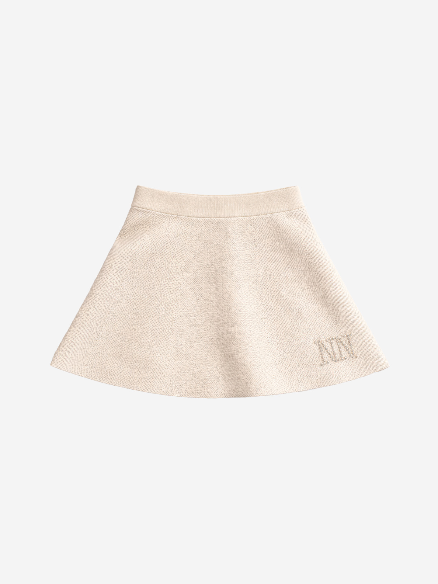 Gebreide midi rok met parel logo