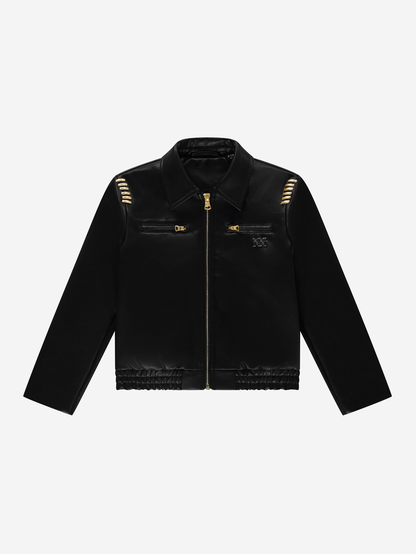 Imitation leather jacket with studs