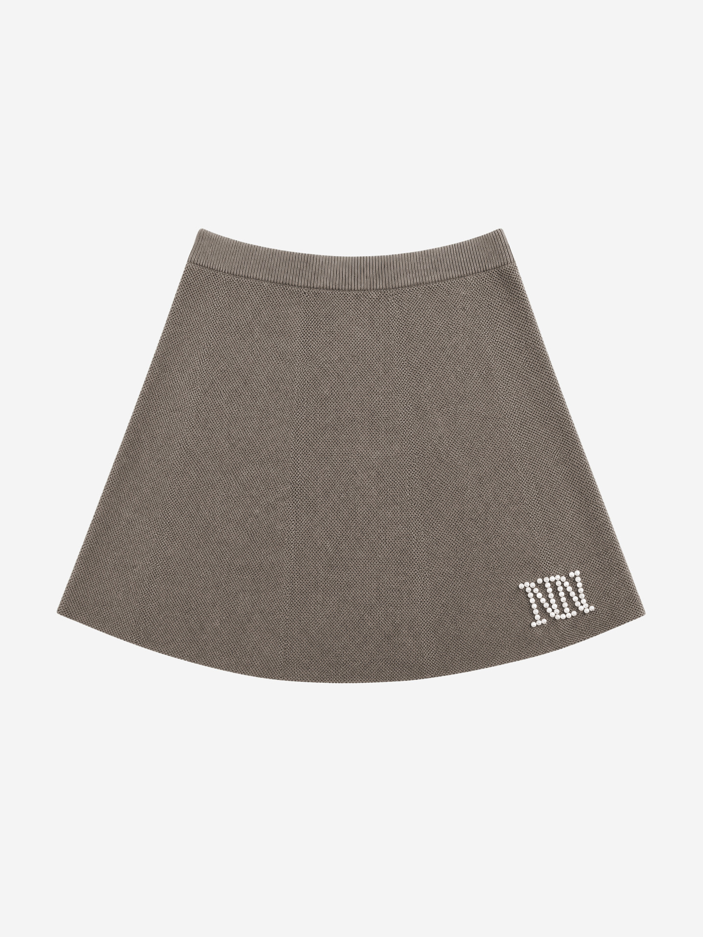 Gebreide midi rok met parel logo