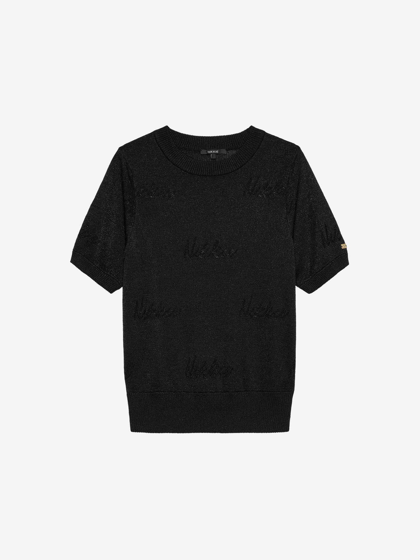 Ajour knit top with logo details