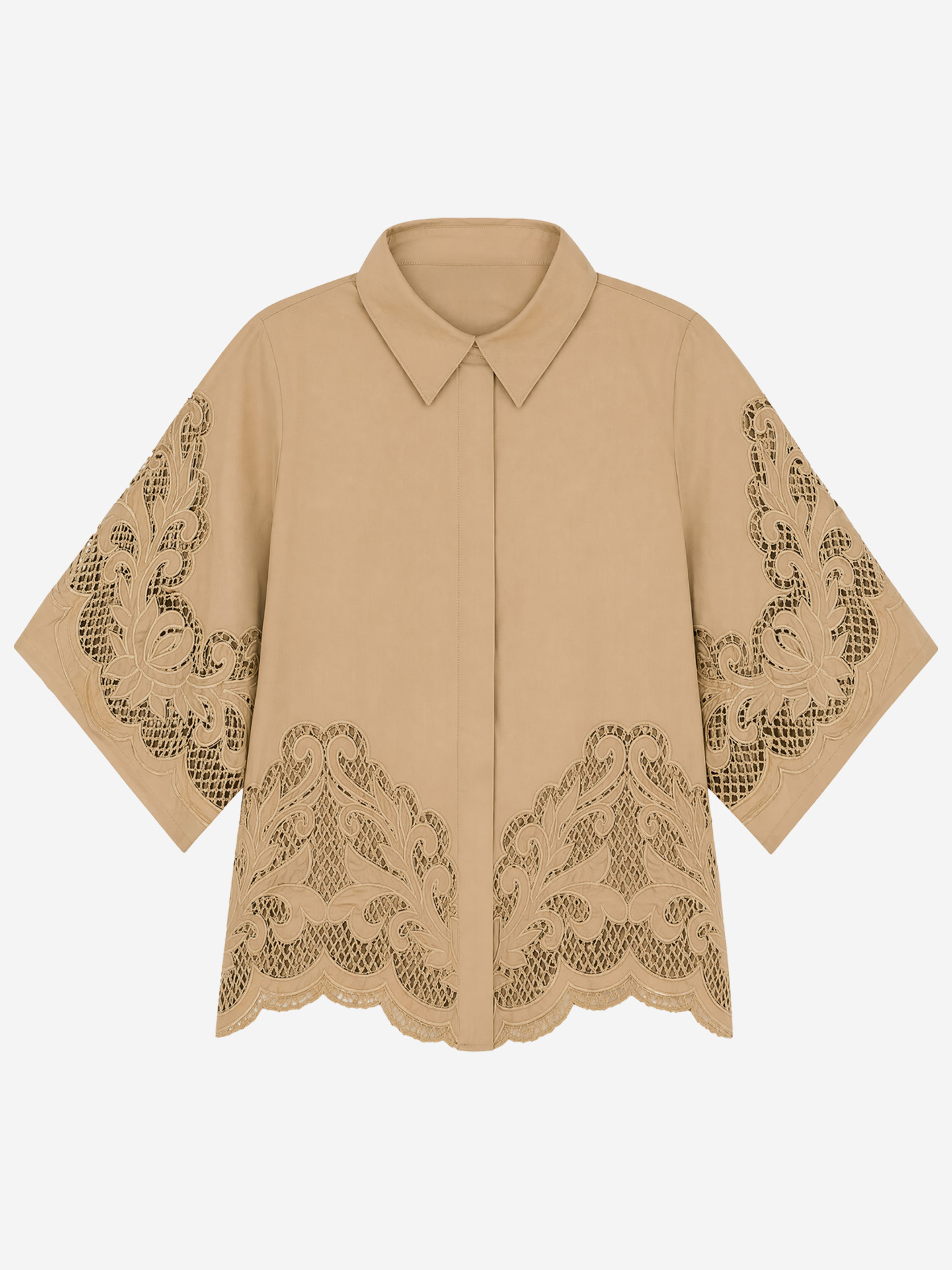 Short blouse with broderie anglaise