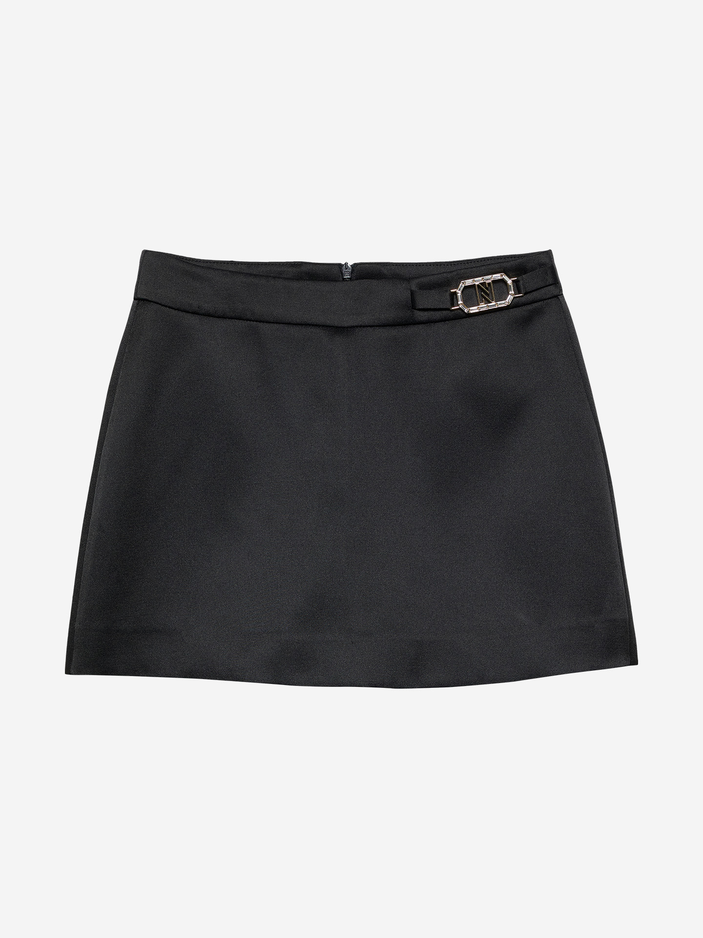 Satin skort with logo buckle