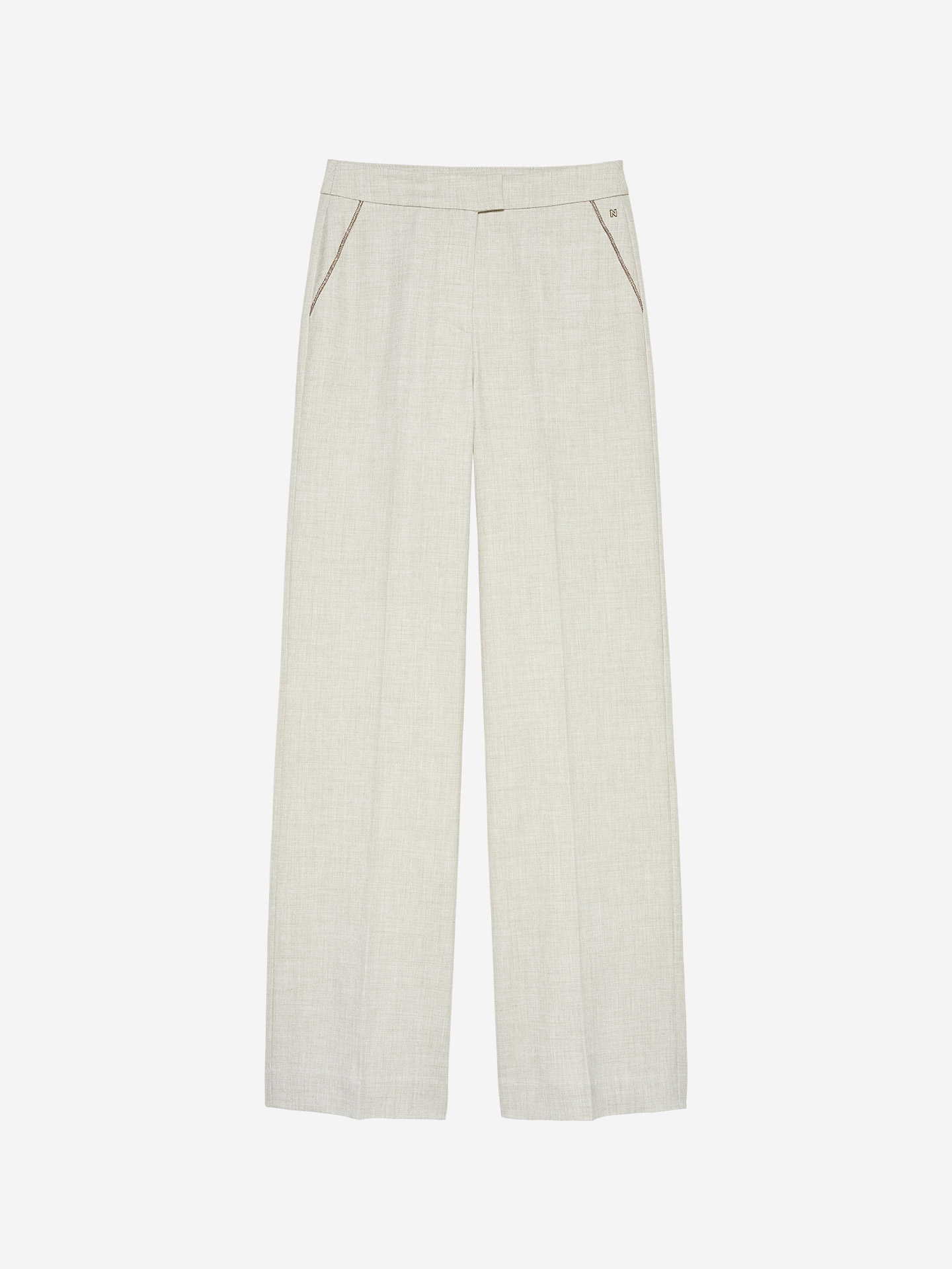 Melange pants with glitter trim