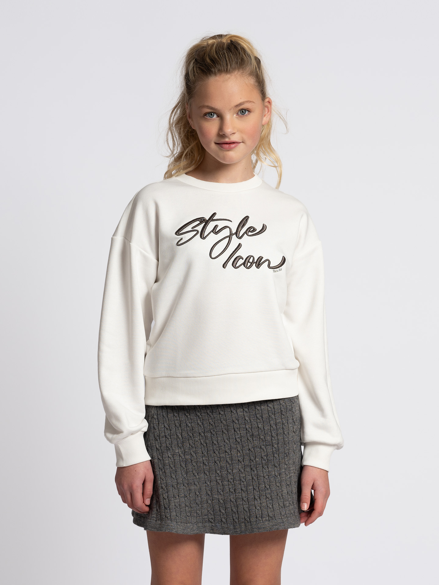 Cable knit A-line skirt 