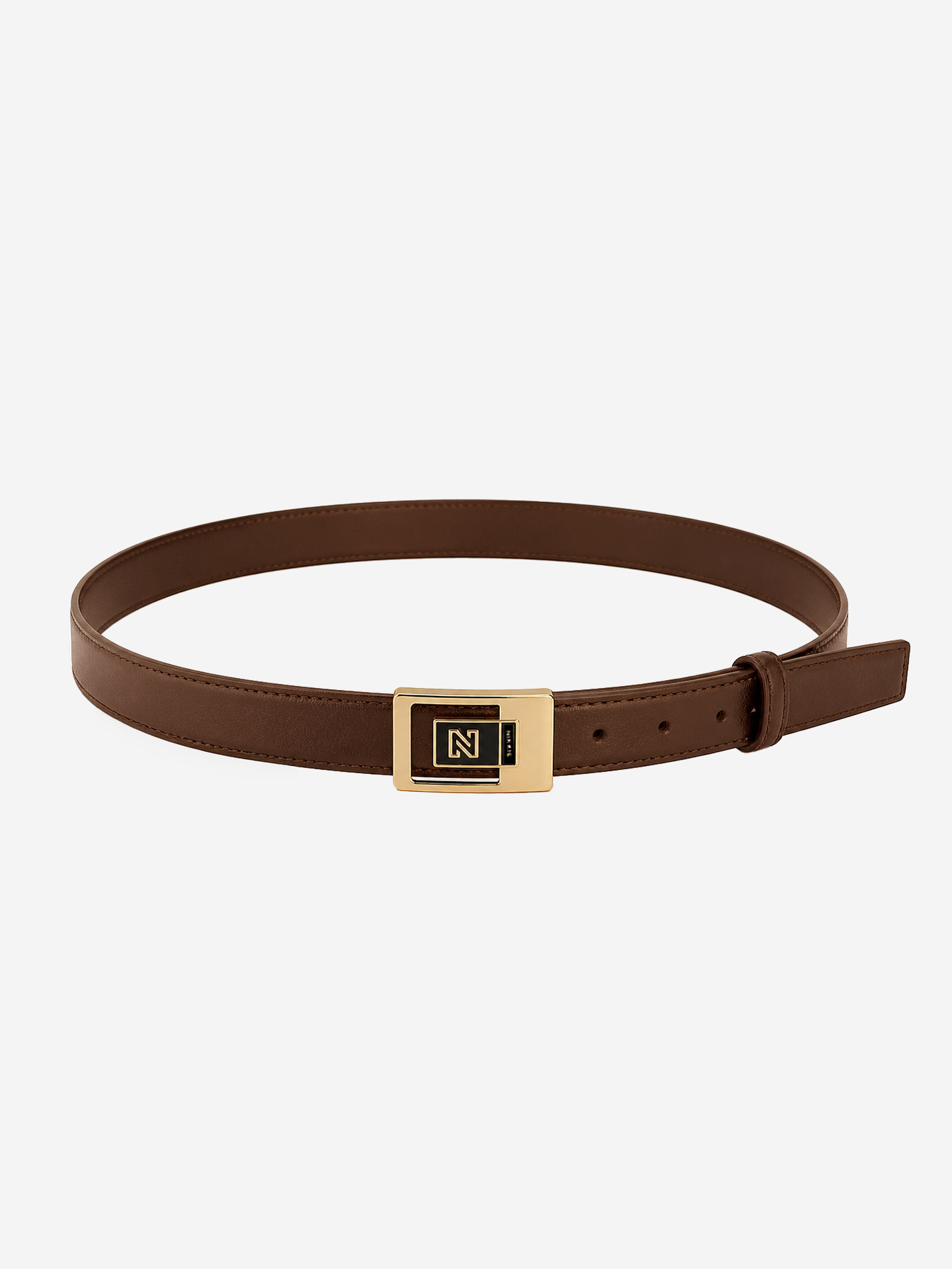Leren riem met logo gesp