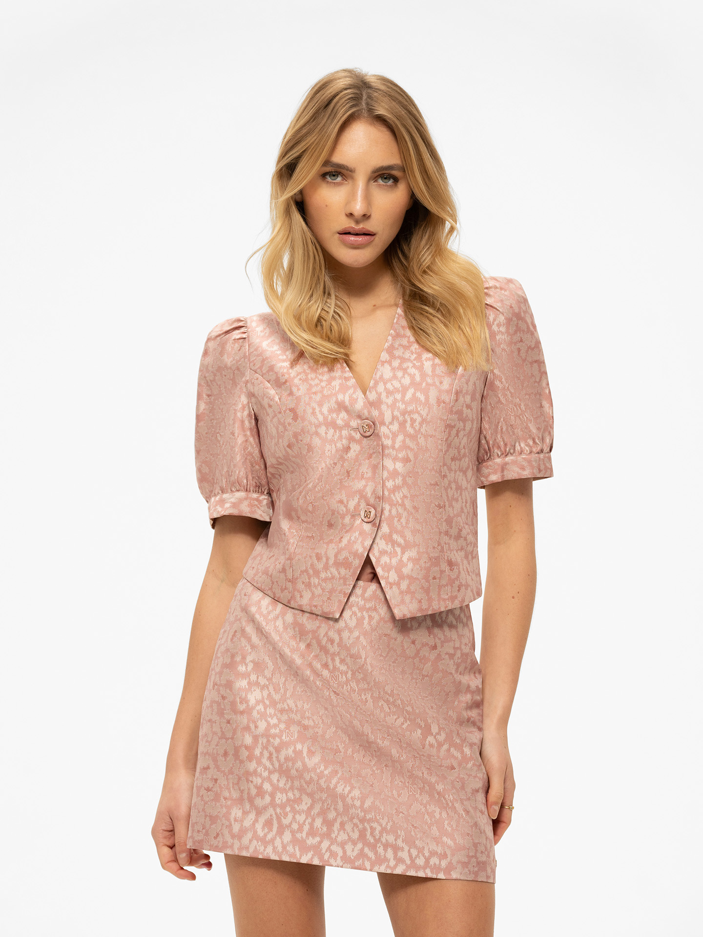 Leopard print top with puff sleeves