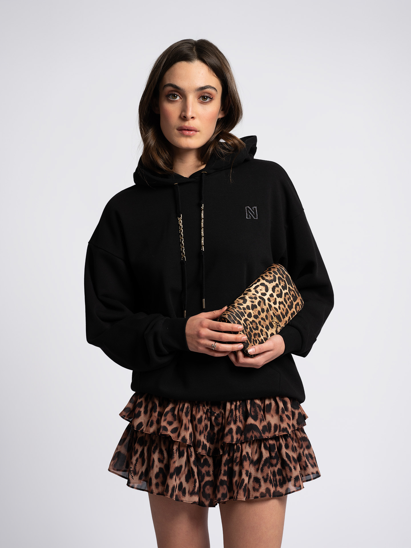 Leopard print skort with ruffles