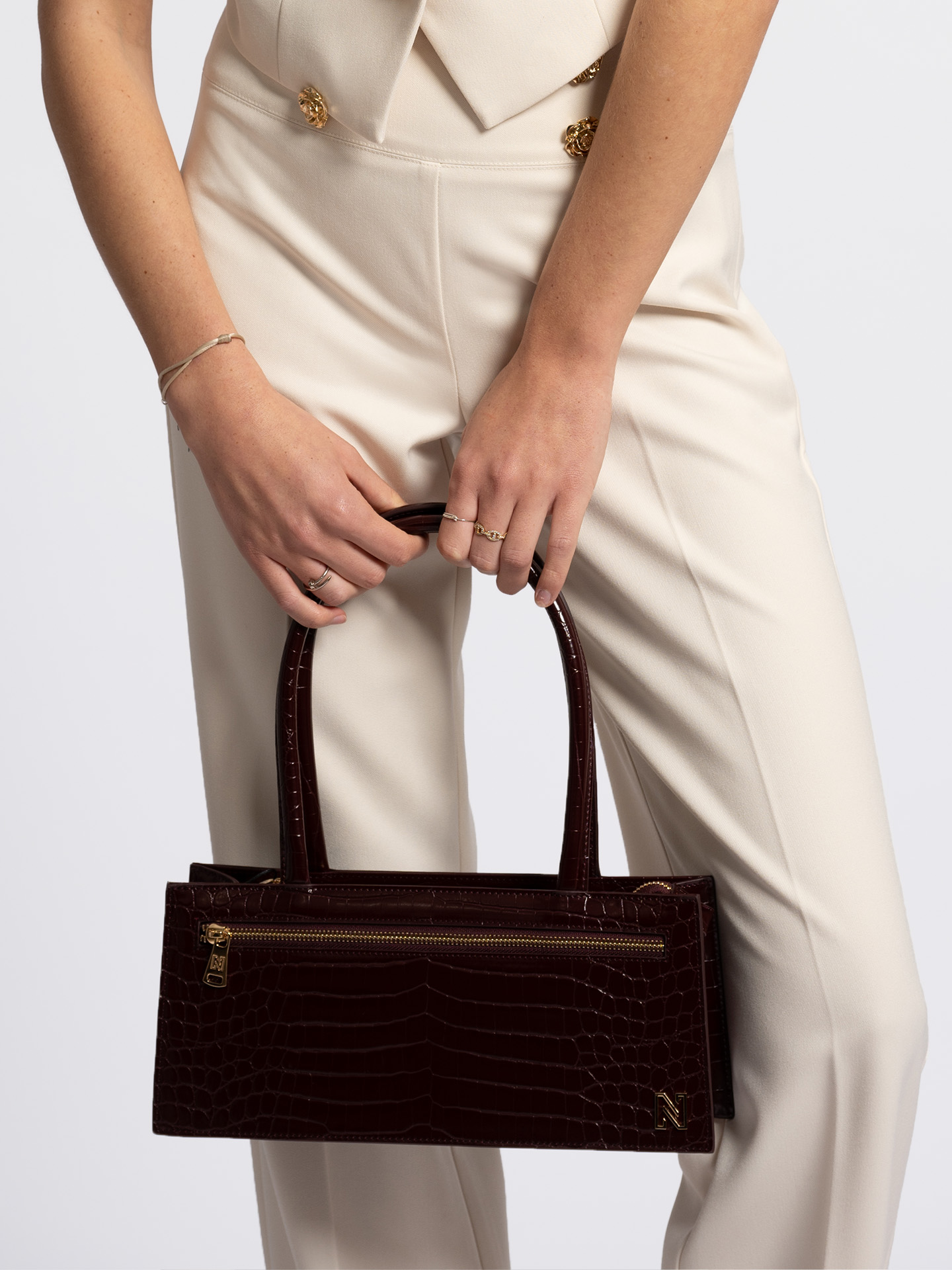 Imitation leather bag with crocodile structure