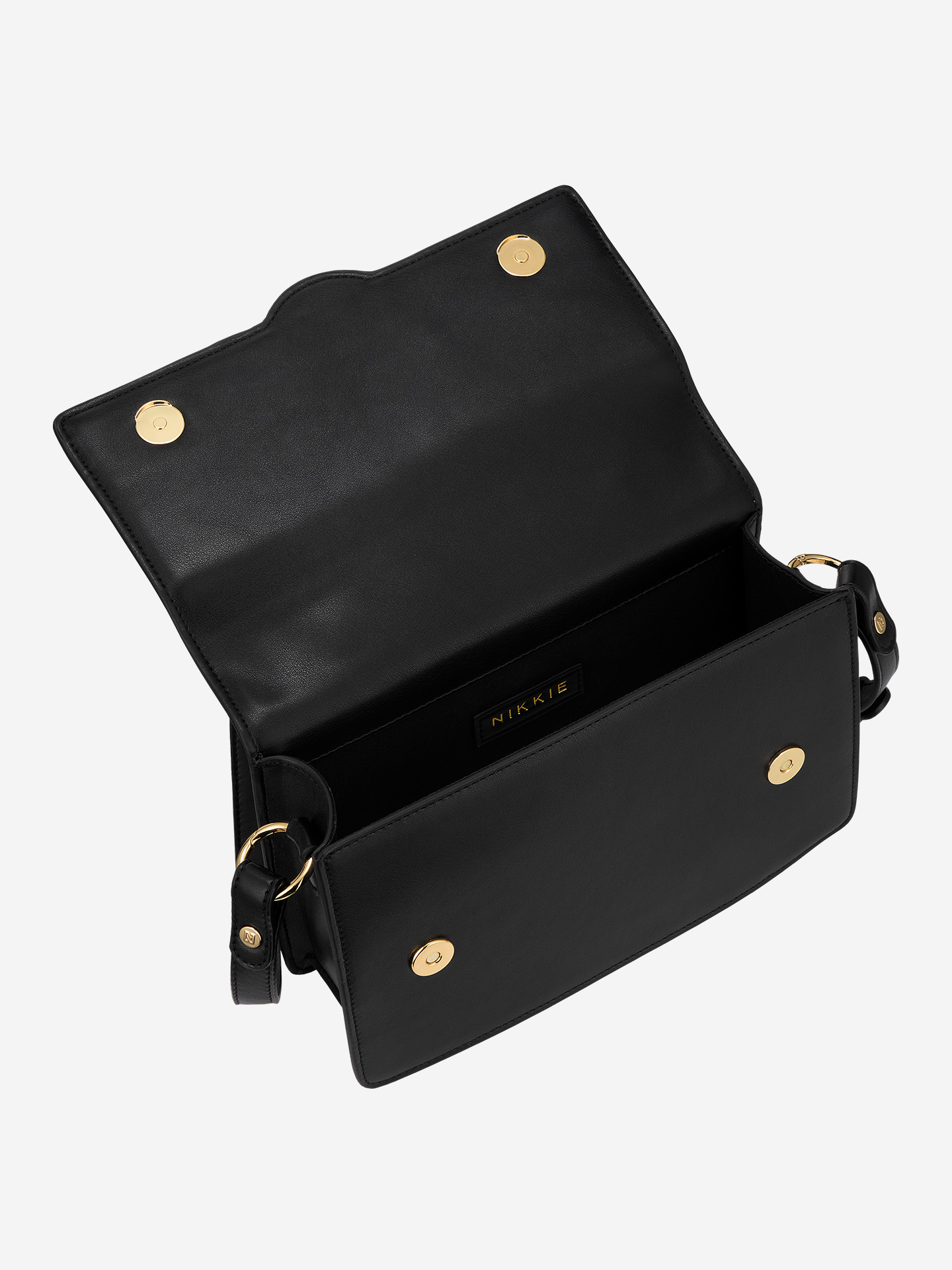 Faux leather shoulder bag with logo detail