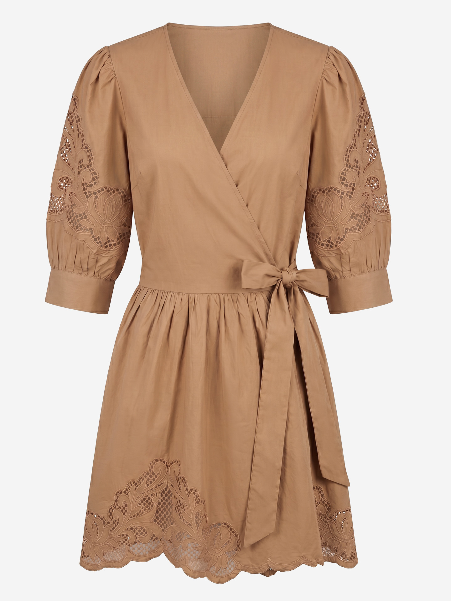 Wrap dress with broderie anglaise