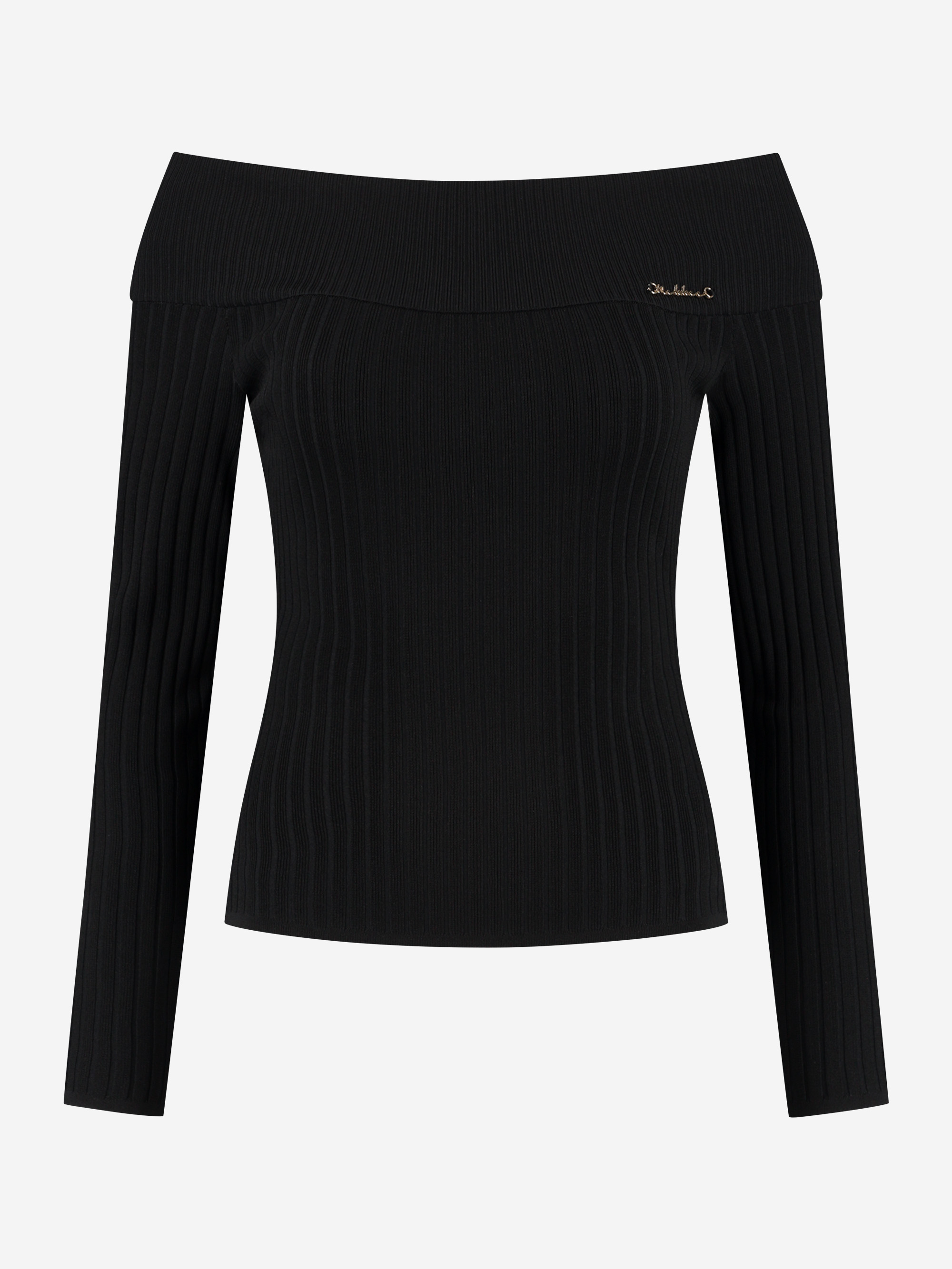 Geribbelde off shoulder top 